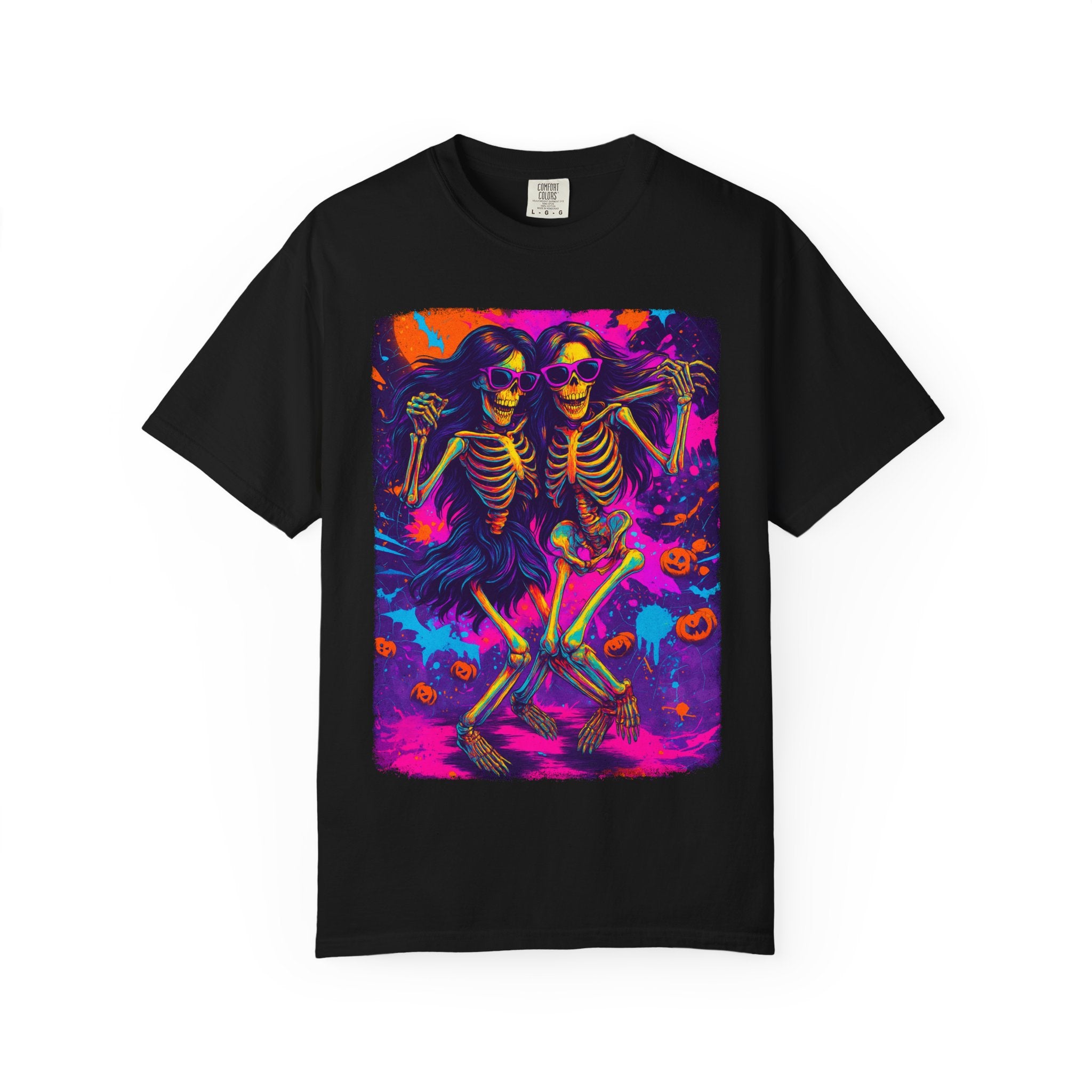 Boo Babes Tee – Besties Beyond the Grave. Vibrant Skeleton Dance T-Shirt, Halloween Fun Shirt, Unisex Graphic Tee, Festival Outfit, Spooky Season Apparel