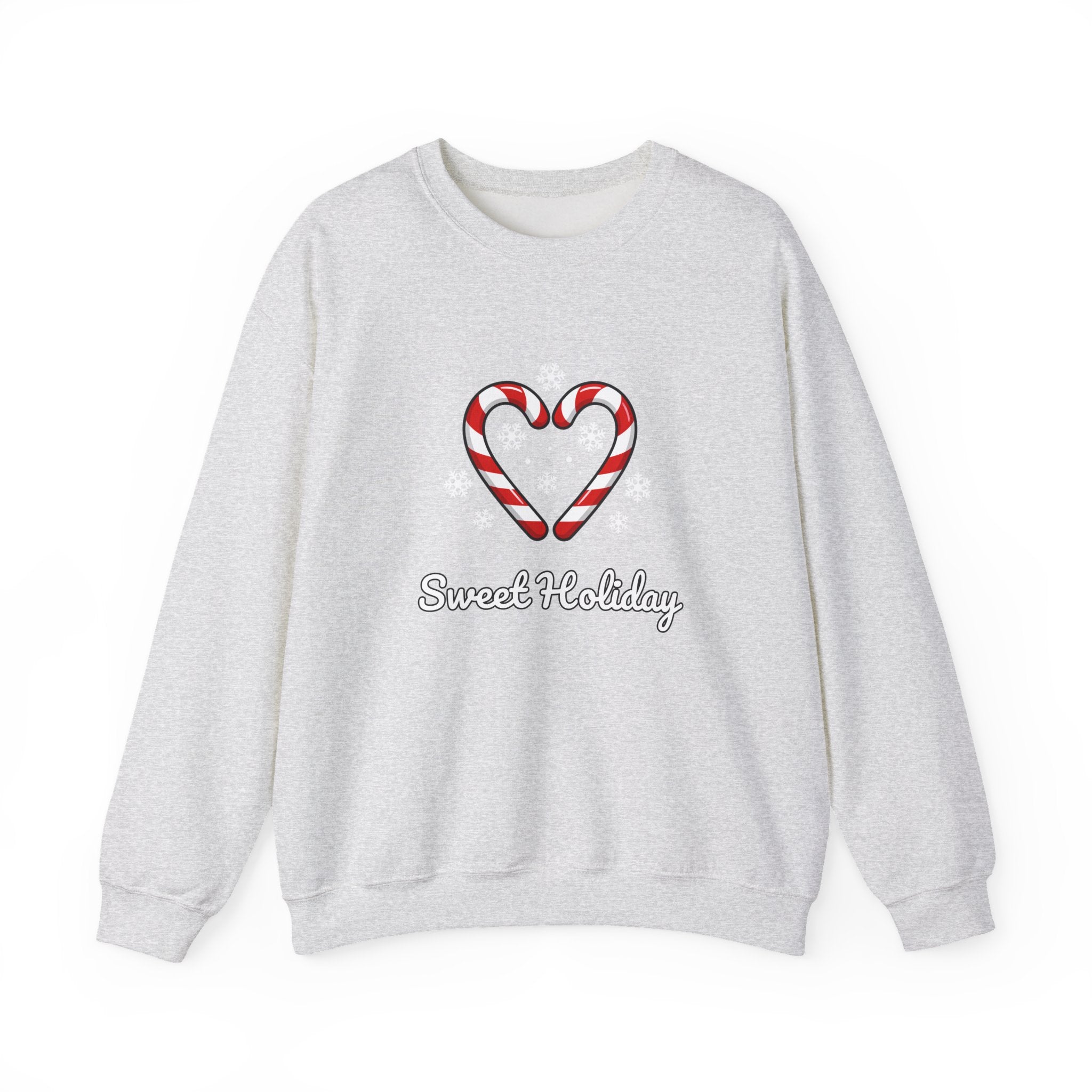 Sweet Holiday Sweatshirt, Candy Cane Heart Christmas Sweater, Snowflake Winter Sweater, Cute Xmas Crewneck for Women, Christmas Sweatshirt for Women