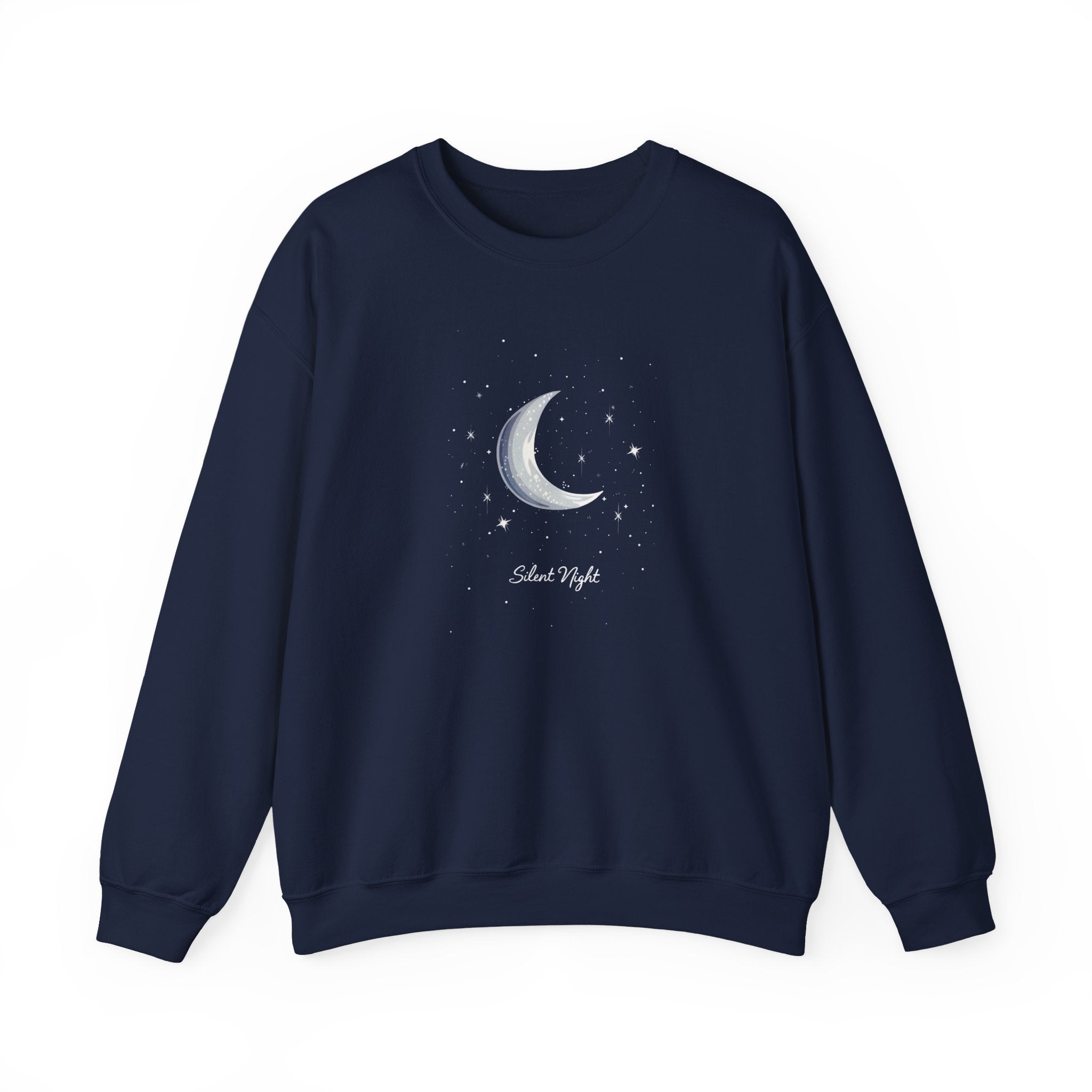 Silent Night Christmas Sweatshirt, Moon Christmas Crewneck, Winter Woman Sweater, Astronomy Lover Gift, Girly Holiday Sweatshirt for Woman