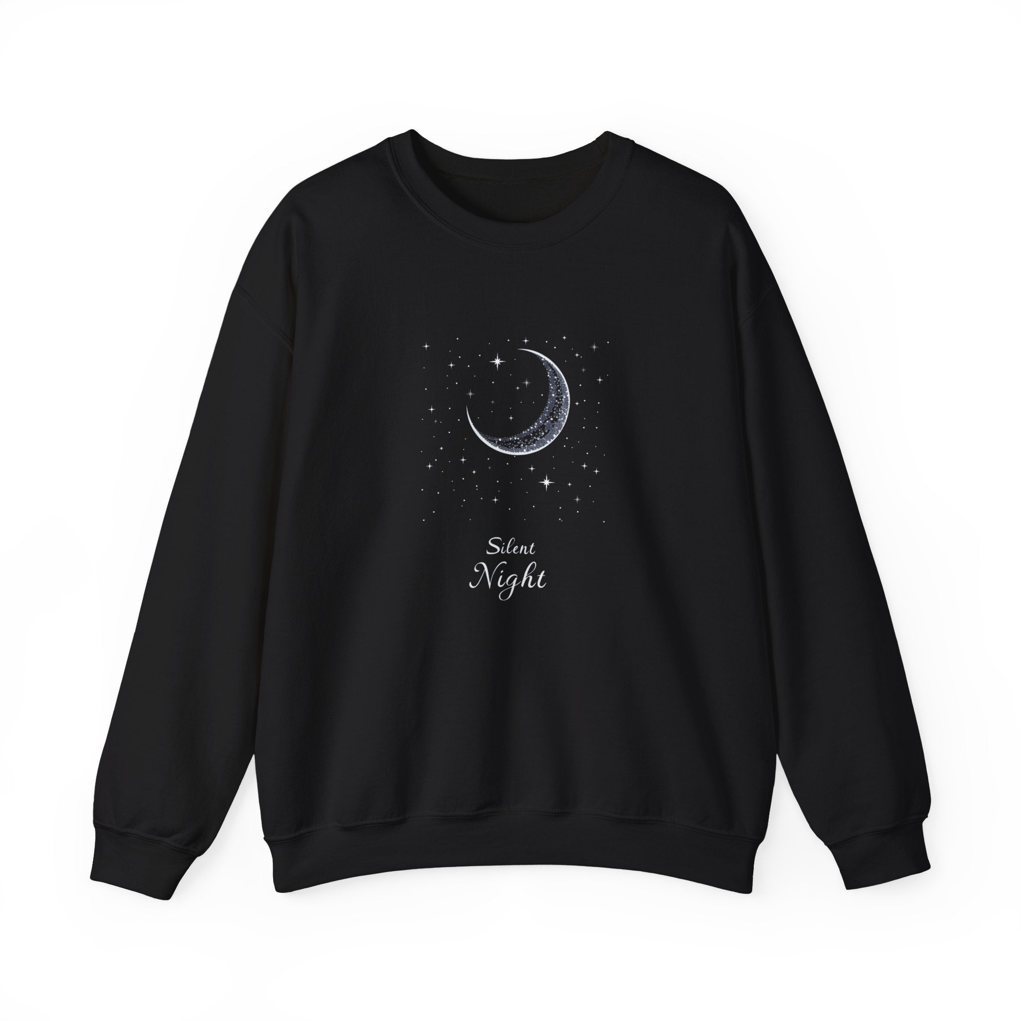 Silent Night Christmas Sweatshirt, Moon Christmas Crewneck, Winter Woman Sweater, Christmas Shirt for Women, Girly Holiday Sweatshirt