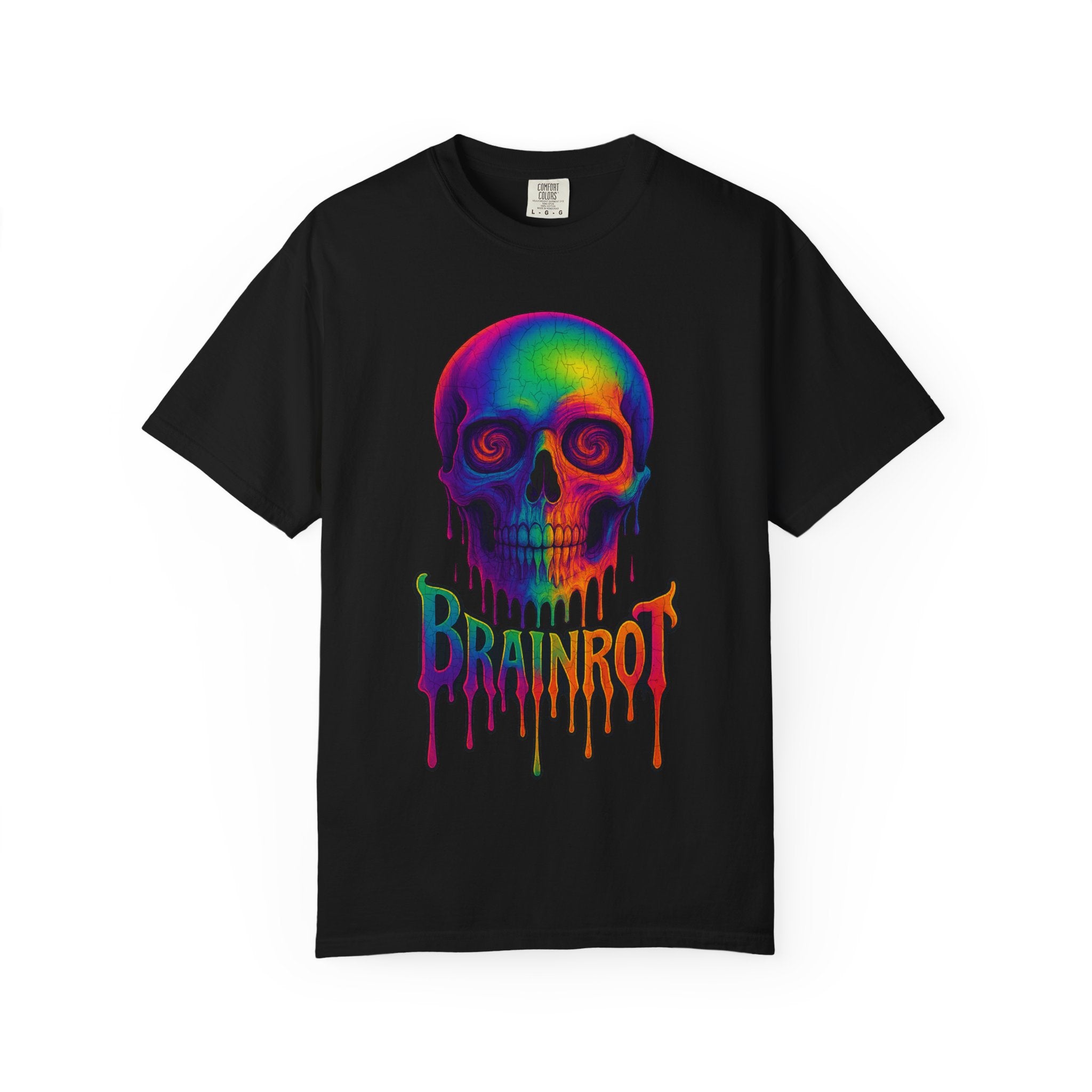 Brainrot Tee – Melting Minds Since Forever. Vibrant Skull Graphic Tee - Unisex Tie-Dye T-Shirt, Festival Wear, Music Concert Outfit, Edgy Streetwear, Halloween Shirt