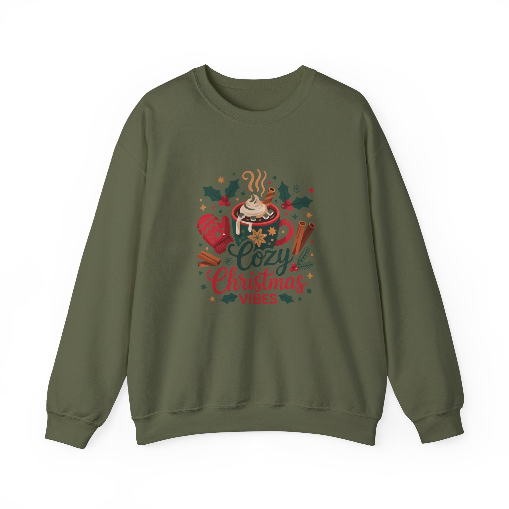 Cozy Christmas Vibes Sweatshirt, Cozy Season Vibes Crewneck, Cocoa Christmas Sweater, Womens Xmas Party Crewneck, Festive Holiday Outfit