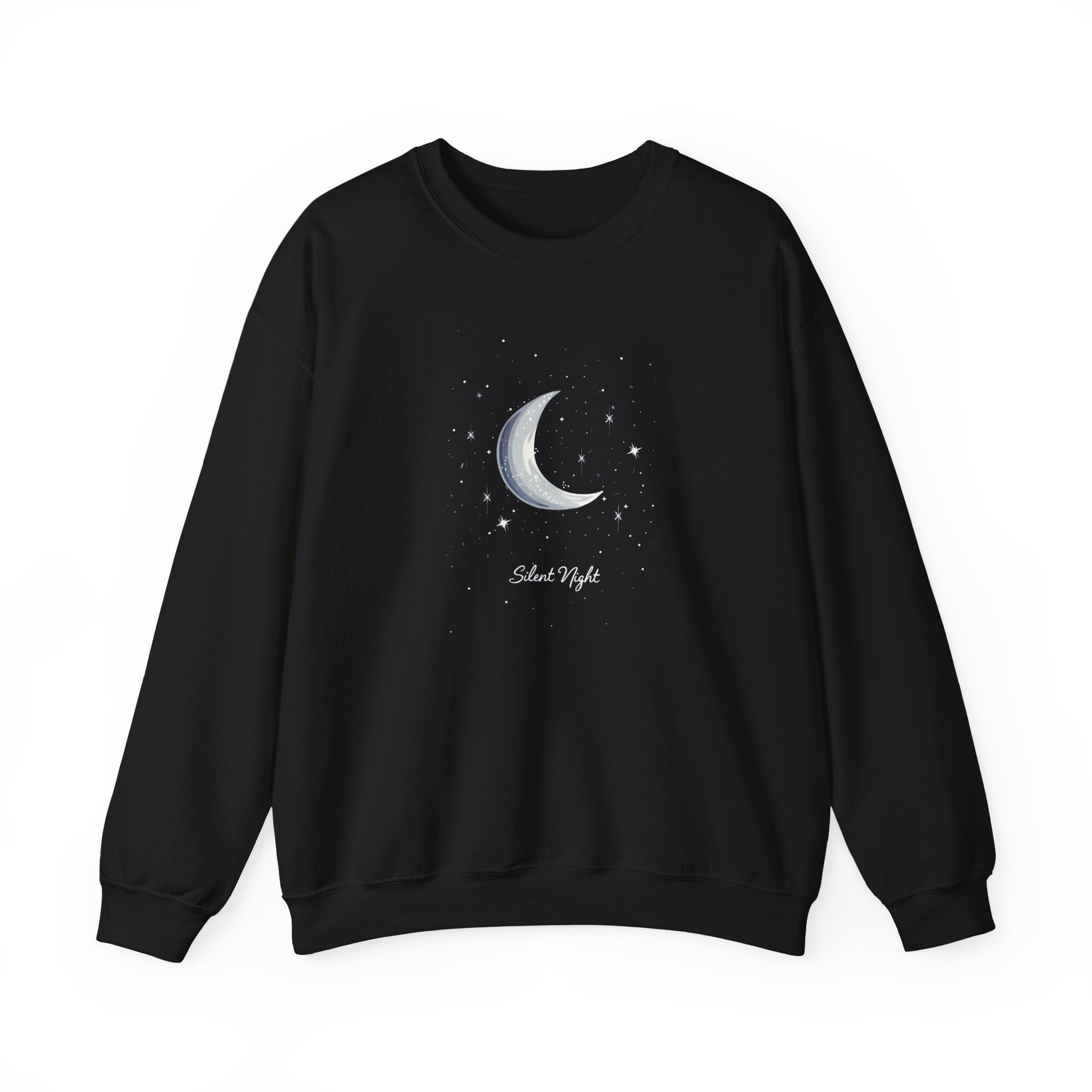 Silent Night Christmas Sweatshirt, Moon Christmas Crewneck, Winter Woman Sweater, Astronomy Lover Gift, Girly Holiday Sweatshirt for Woman