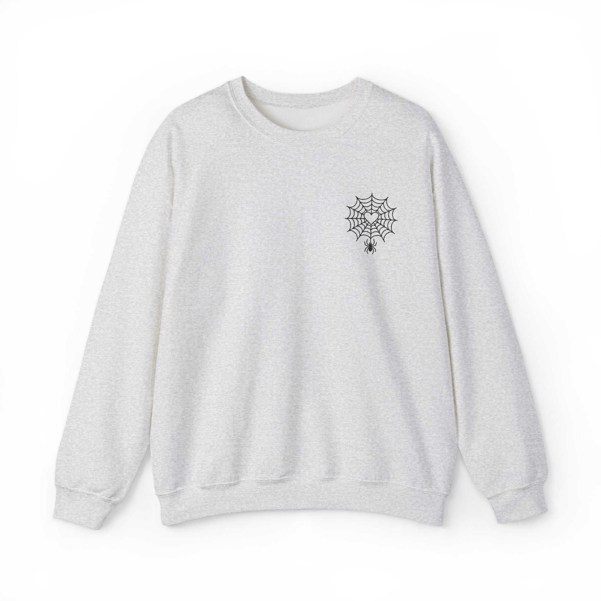 🕷️ Spider Web Minimalist Embroidered Sweatshirt – Subtle, Soft, and Spooky. Cozy Winter Sweatshirt, Unisex Crewneck Sweatshirt, Casual Comfortable Top, Gift for Him/Her, Perfect for Holidays