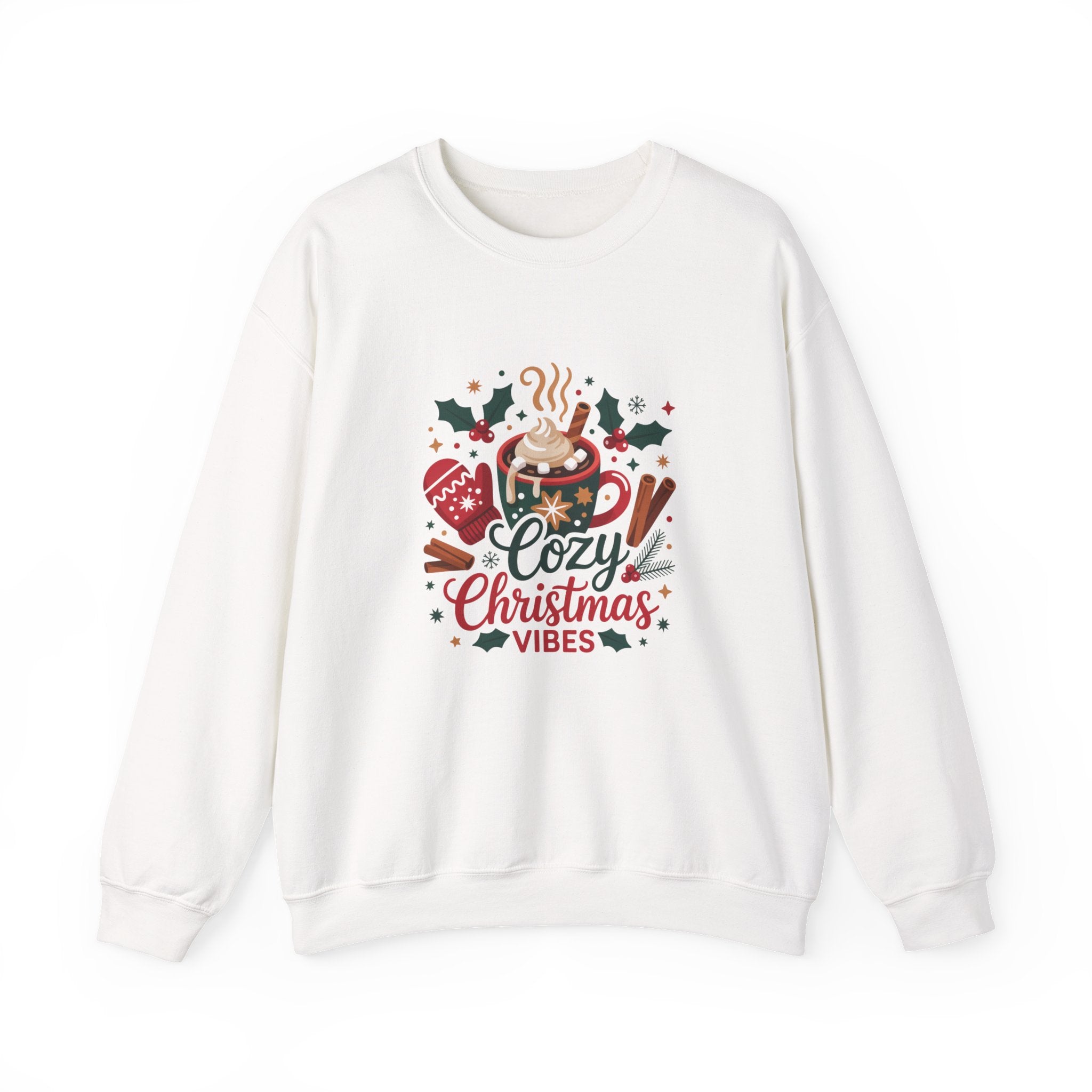 Cozy Christmas Vibes Sweatshirt, Cozy Season Vibes Crewneck, Cocoa Christmas Sweater, Womens Xmas Party Crewneck, Festive Holiday Outfit