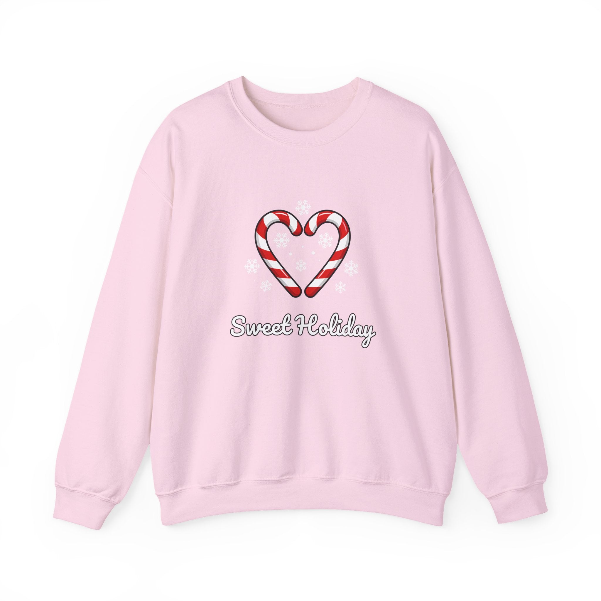 Sweet Holiday Sweatshirt, Candy Cane Heart Christmas Sweater, Snowflake Winter Sweater, Cute Xmas Crewneck for Women, Christmas Sweatshirt for Women