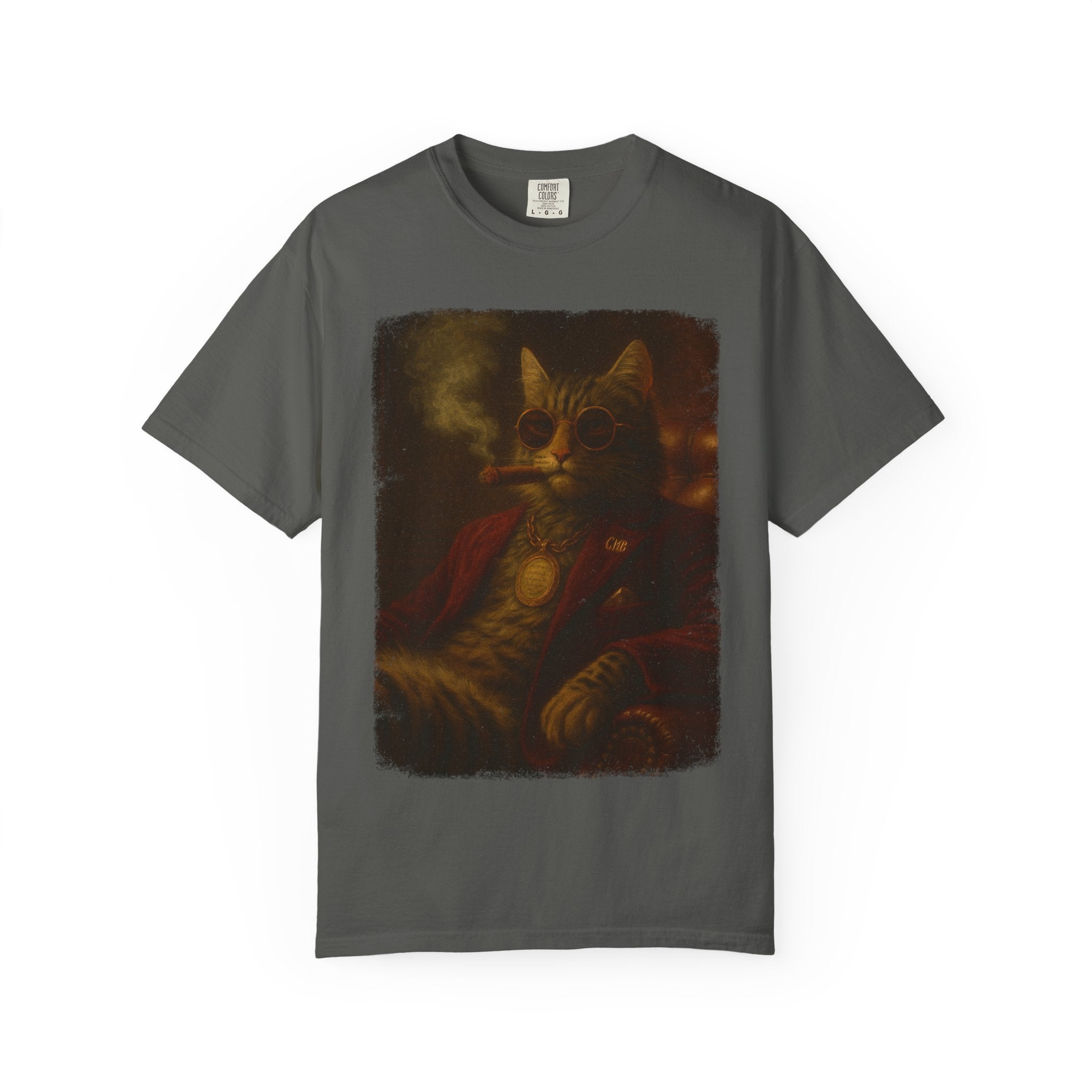 The Chairman Tee – Class, Cigar, Catitude. Artistic Cat Graphic Tee, Vintage Style Unisex T-Shirt, Gift for Cat Lovers, Cozy Casual Wear, Unique Art Design
