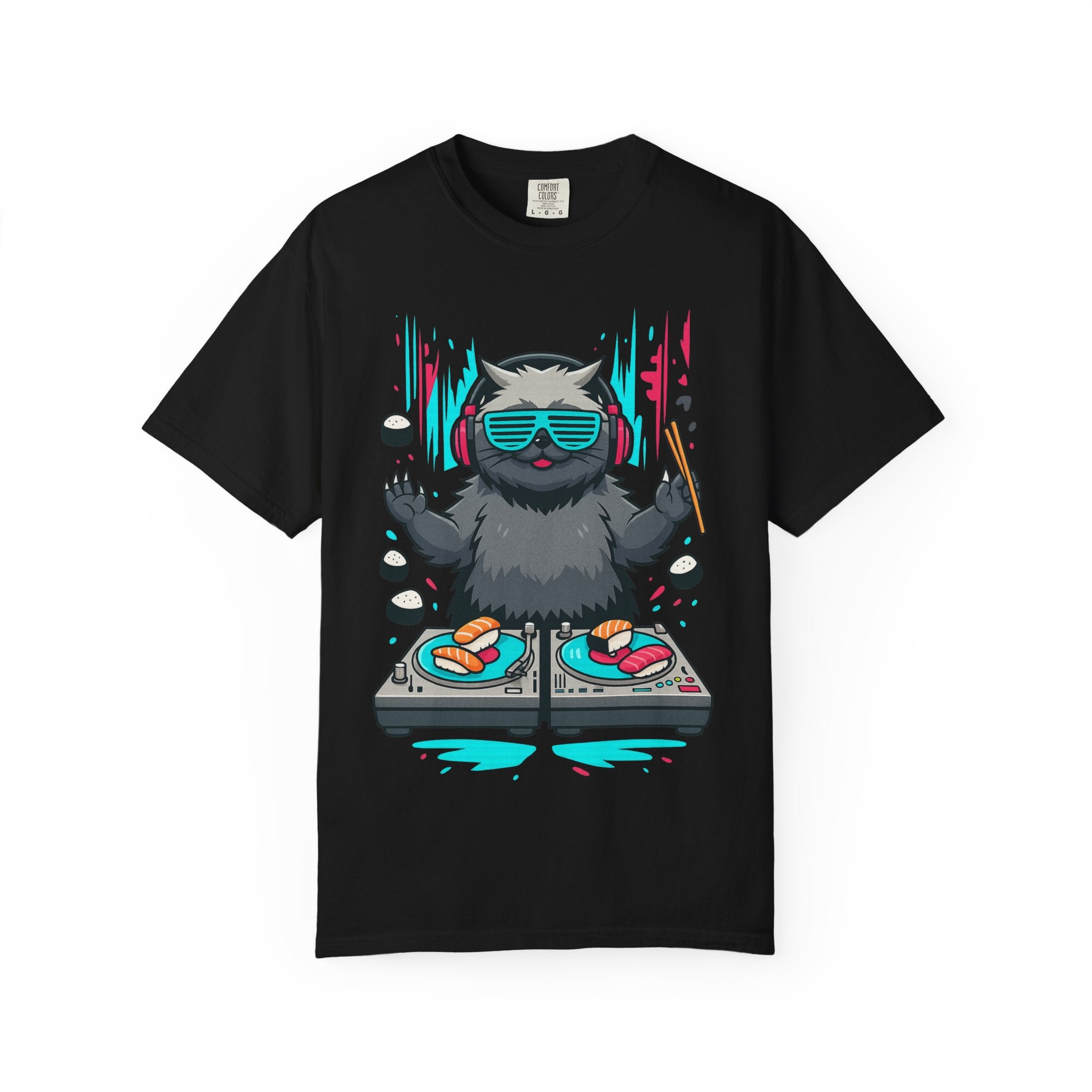 Sushi Beats Tee – Kawaii Bass, Premium Threads, Fun Music Tee, Music Lover Gift, Party Wear, Unique Graphic Shirt