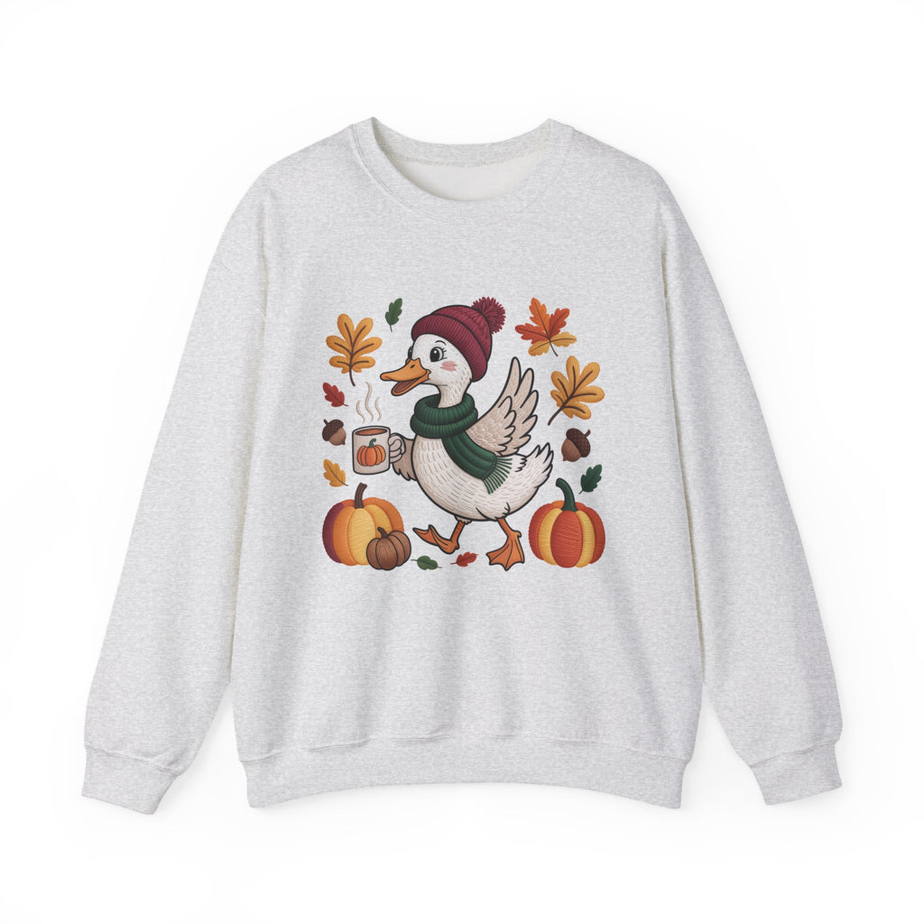 Fall Duck Sweatshirt, Cozy Autumn Pumpkin Sweatshirt, Vintage Fall Crewneck, Cute Animal Lover Gift, Thanksgiving Pullover, Cozy Season Sweatshirt
