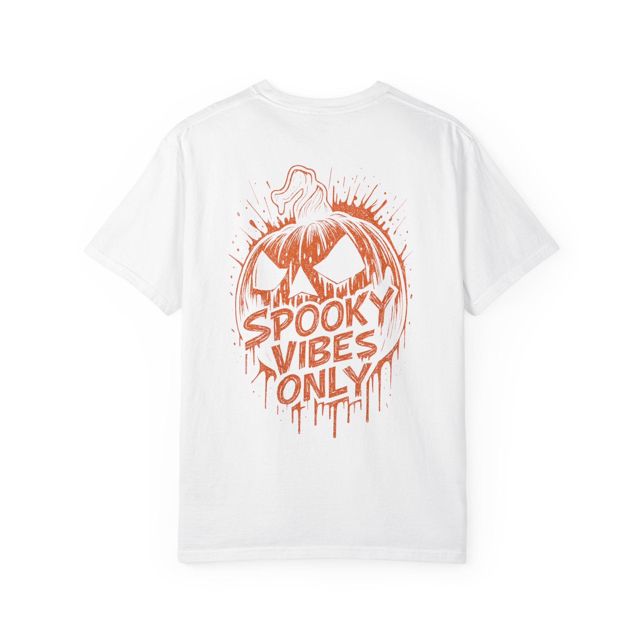 🎃 Spooky Vibes Only Pocket Print Tee - Classic Creep Mode Activated. Unisex Garment-Dyed Halloween T-Shirt, Spooky Vibes Only Tee, Pumpkin Graphic Tee, Fall Festival Shirt, Halloween Party Outfit