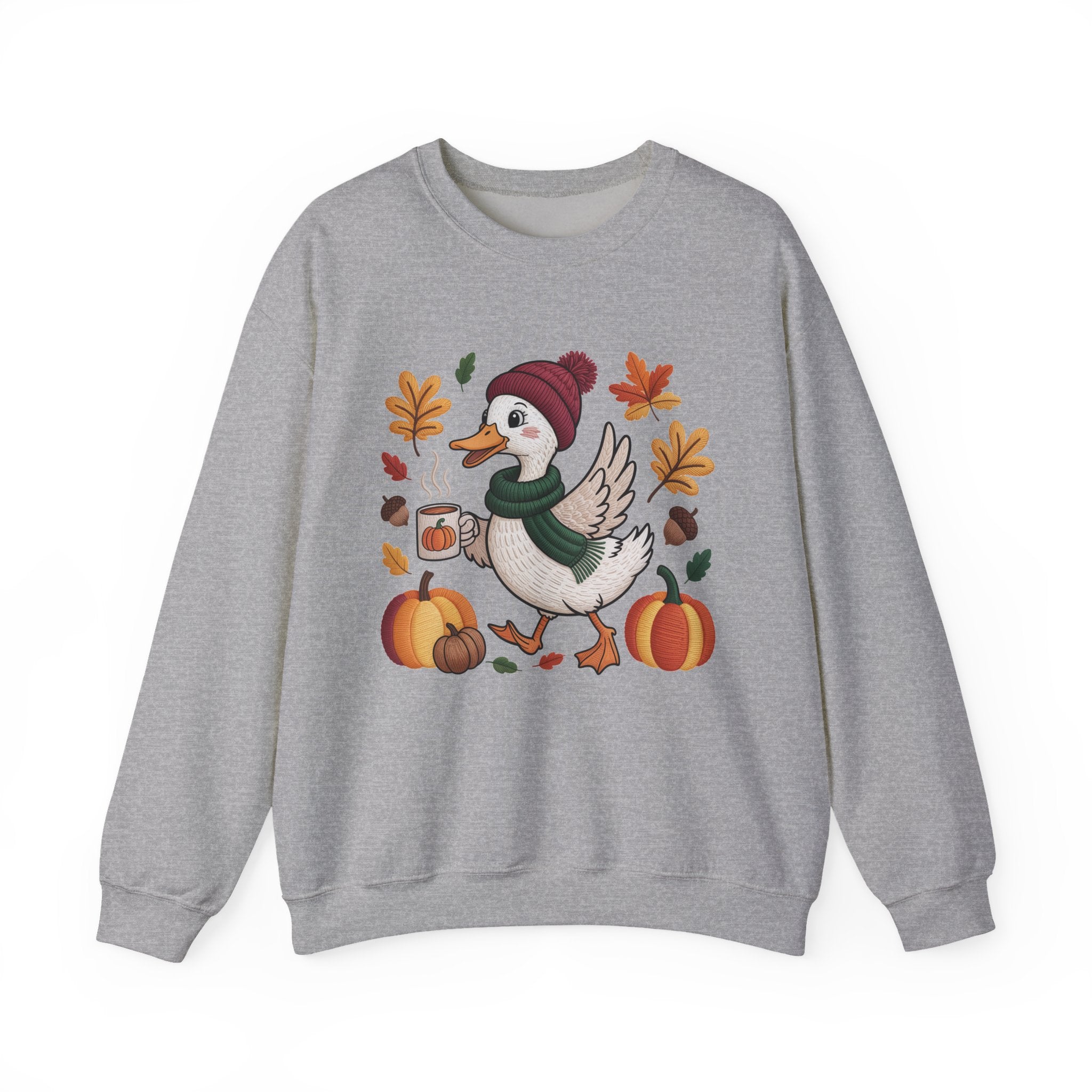 Fall Duck Sweatshirt, Cozy Autumn Pumpkin Sweatshirt, Vintage Fall Crewneck, Cute Animal Lover Gift, Thanksgiving Pullover, Cozy Season Sweatshirt