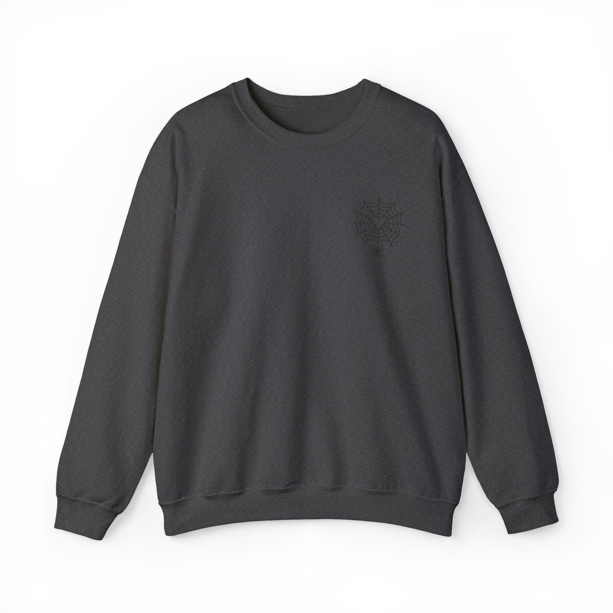 🕷️ Spider Web Minimalist Embroidered Sweatshirt – Subtle, Soft, and Spooky. Cozy Winter Sweatshirt, Unisex Crewneck Sweatshirt, Casual Comfortable Top, Gift for Him/Her, Perfect for Holidays