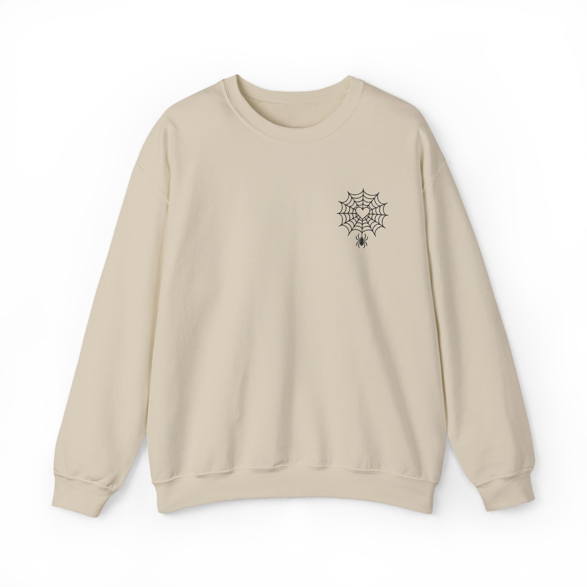 🕷️ Spider Web Minimalist Embroidered Sweatshirt – Subtle, Soft, and Spooky. Cozy Winter Sweatshirt, Unisex Crewneck Sweatshirt, Casual Comfortable Top, Gift for Him/Her, Perfect for Holidays