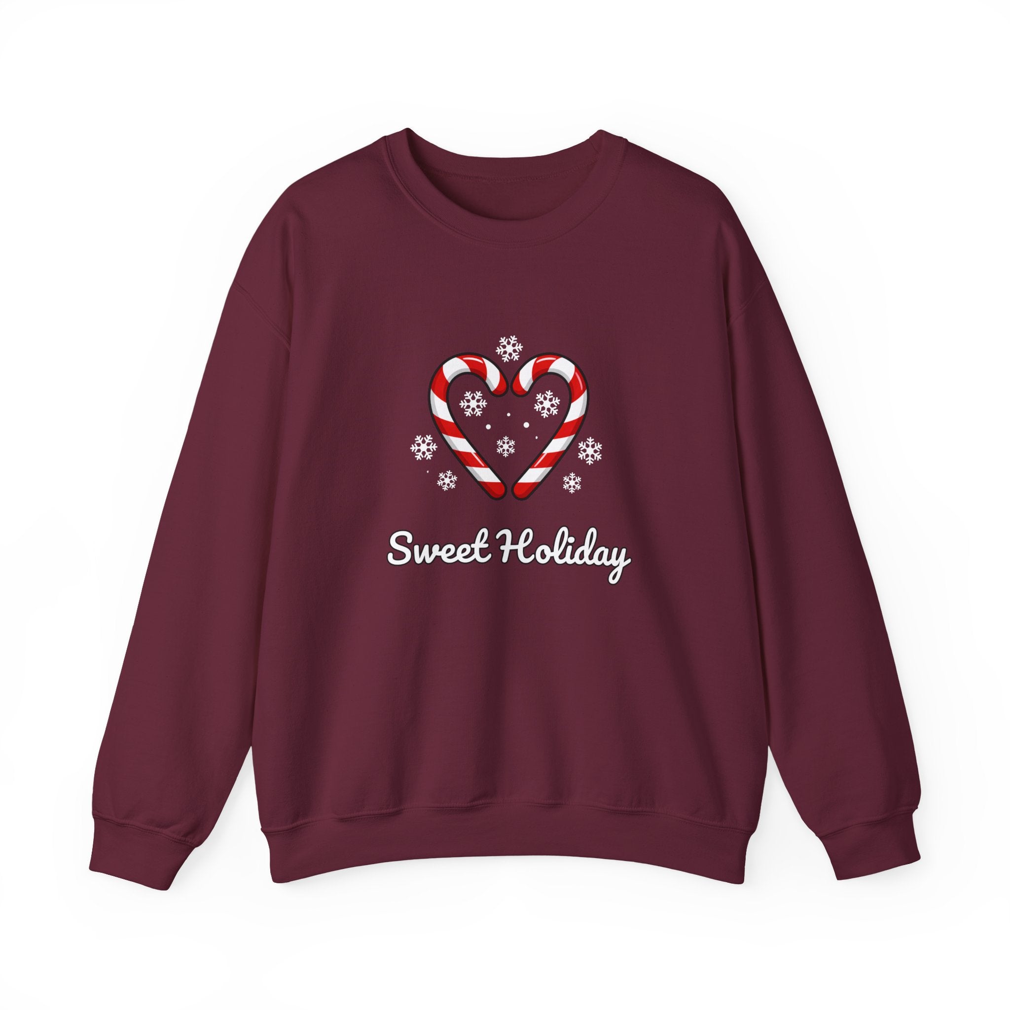 Sweet Holiday Sweatshirt, Candy Cane Heart Christmas Sweater, Snowflake Winter Sweater, Cute Xmas Crewneck for Women, Christmas Sweatshirt for Women