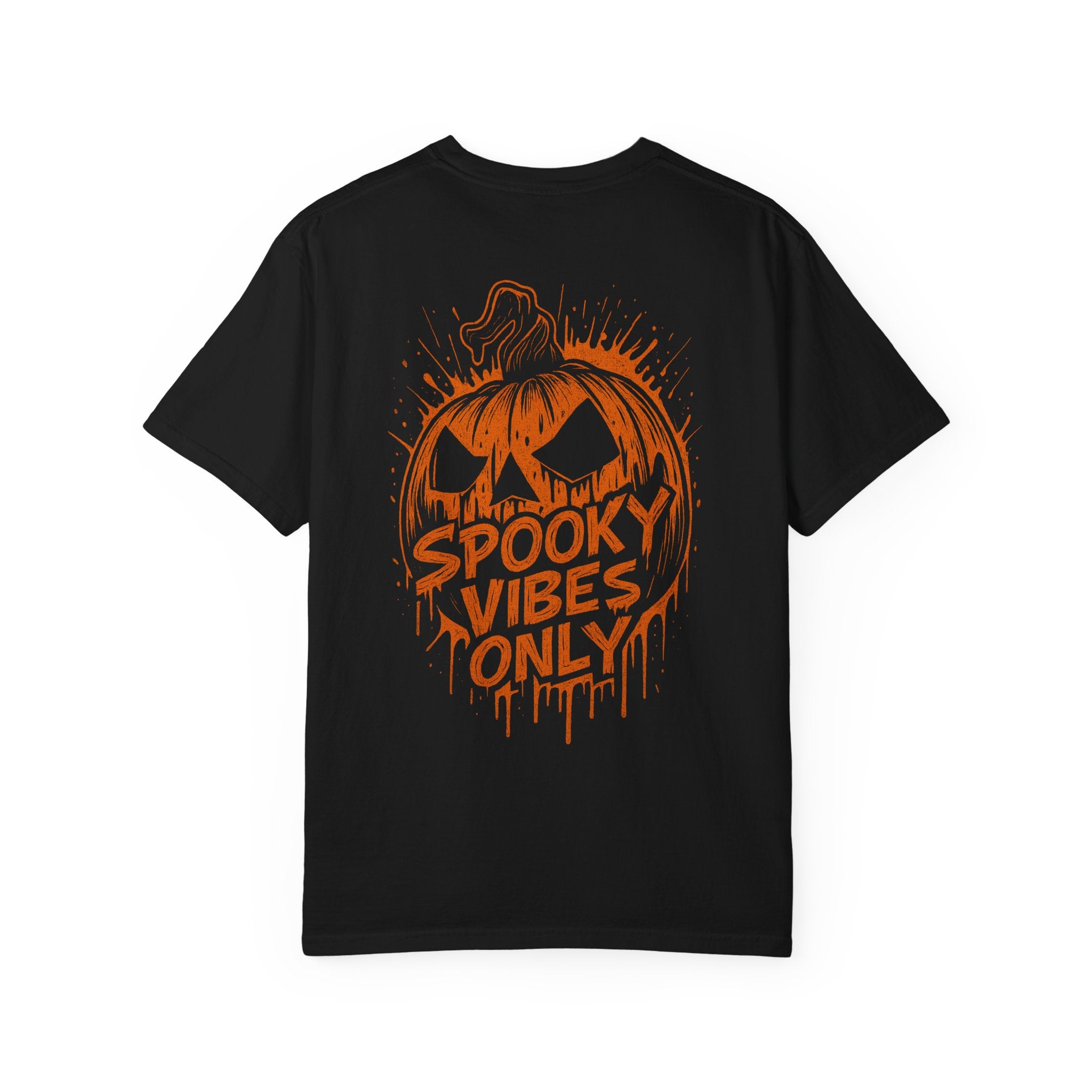 🎃 Spooky Vibes Only Pocket Print Tee - Classic Creep Mode Activated. Unisex Garment-Dyed Halloween T-Shirt, Spooky Vibes Only Tee, Pumpkin Graphic Tee, Fall Festival Shirt, Halloween Party Outfit