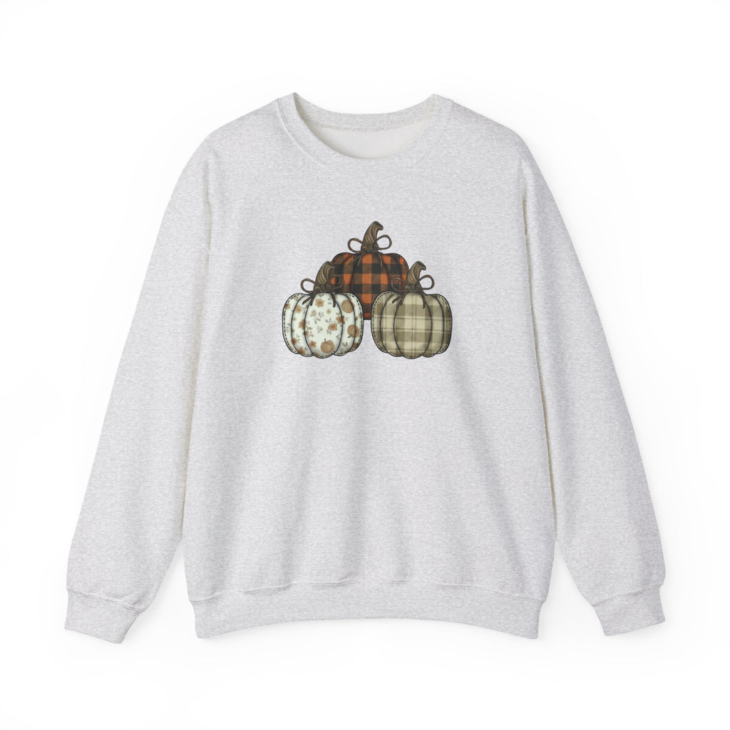Three Pumpkin Sweatshirt, Boho Pumpkin Fall Crewneck, Patchwork Pumpkin Sweater, Cute Autumn Sweatshirt, Fall Harvest Shirt, Pumpkin Patch Woman Tee