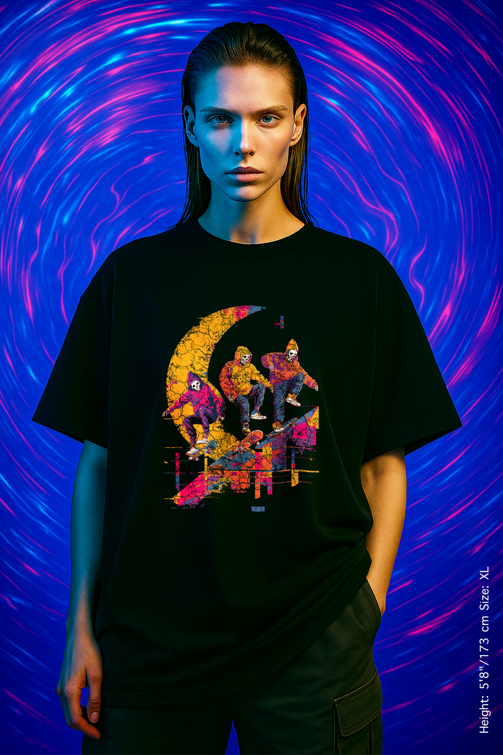 Lunar Shred Tee – Skate or Fade. Vibrant Skater T-Shirt, Casual Streetwear, Graphic Tee, Unisex Gift for Skate Lovers, Summer Vibes, Trendy Outfit