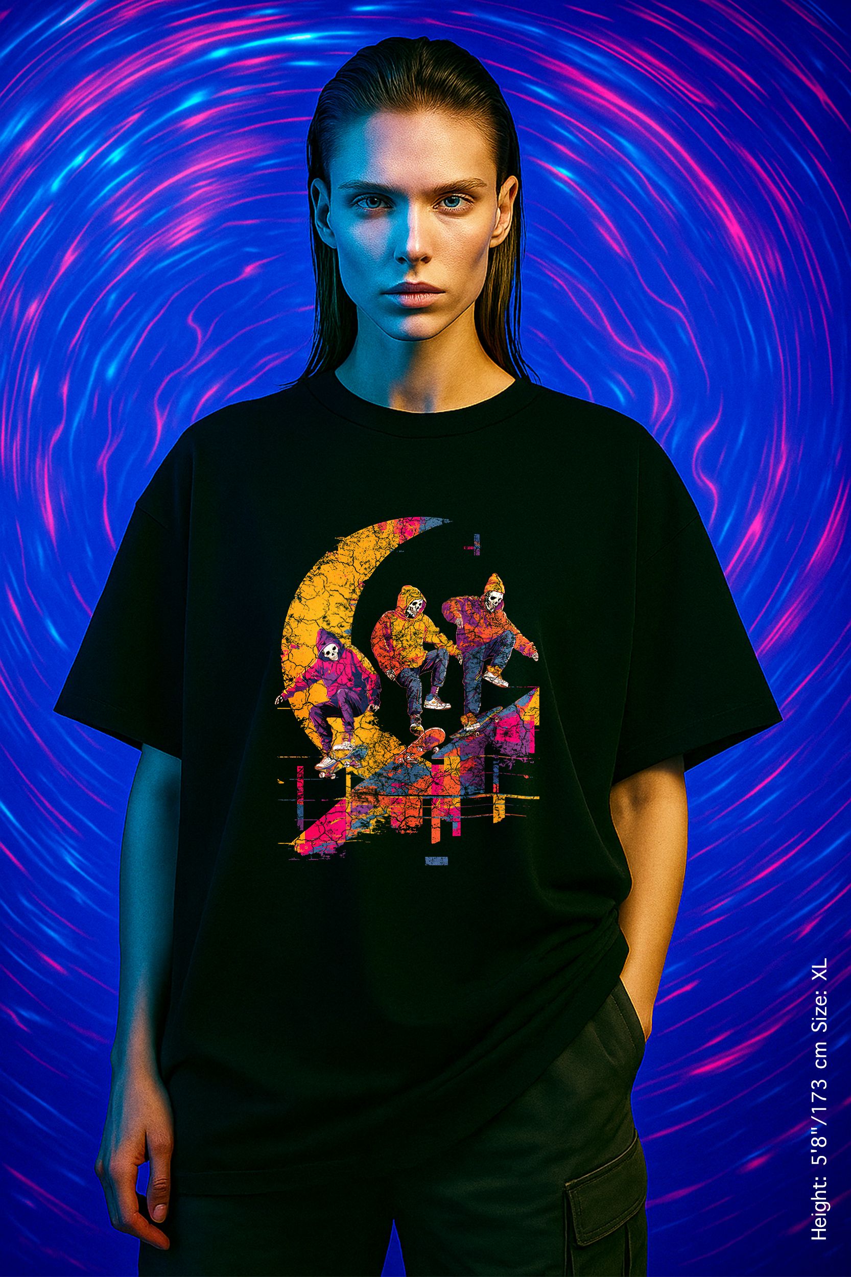 Lunar Shred Tee – Skate or Fade. Vibrant Skater T-Shirt, Casual Streetwear, Graphic Tee, Unisex Gift for Skate Lovers, Summer Vibes, Trendy Outfit