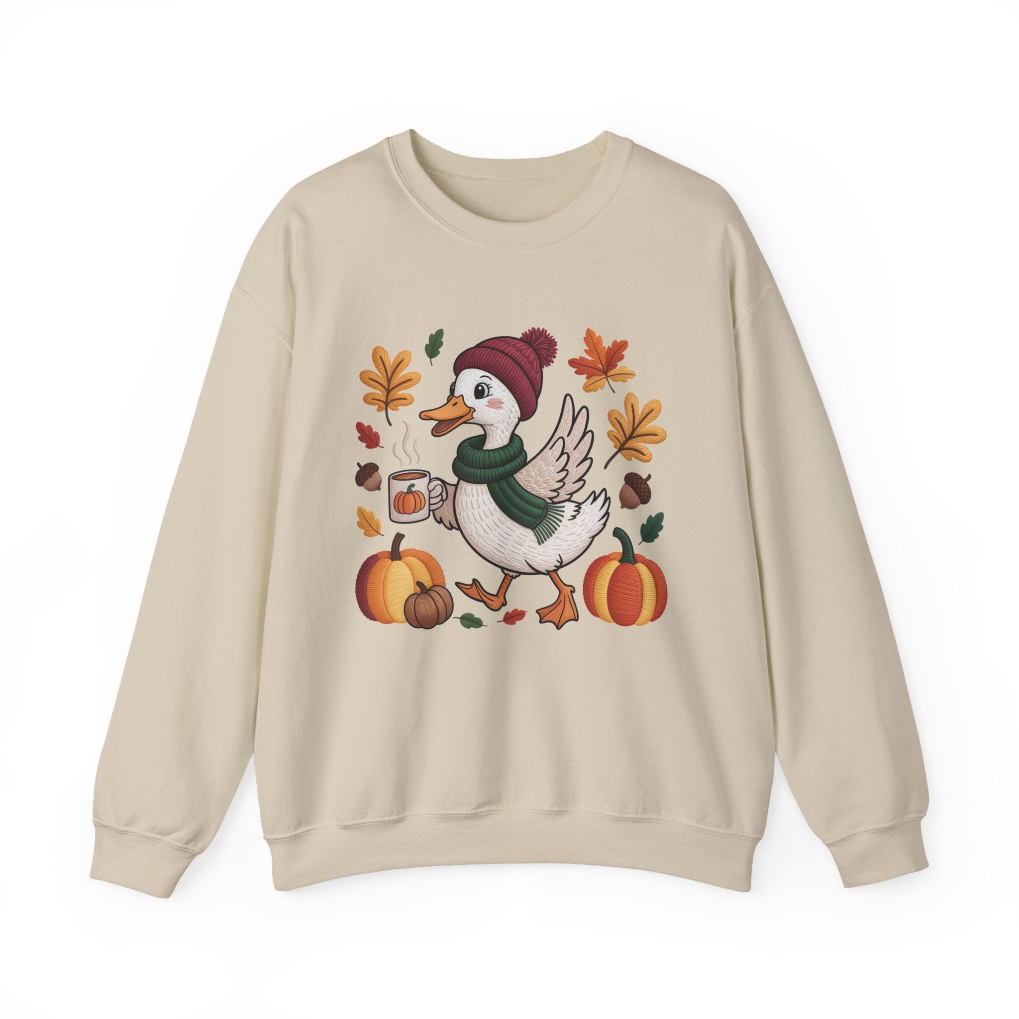 Fall Duck Sweatshirt, Cozy Autumn Pumpkin Sweatshirt, Vintage Fall Crewneck, Cute Animal Lover Gift, Thanksgiving Pullover, Cozy Season Sweatshirt