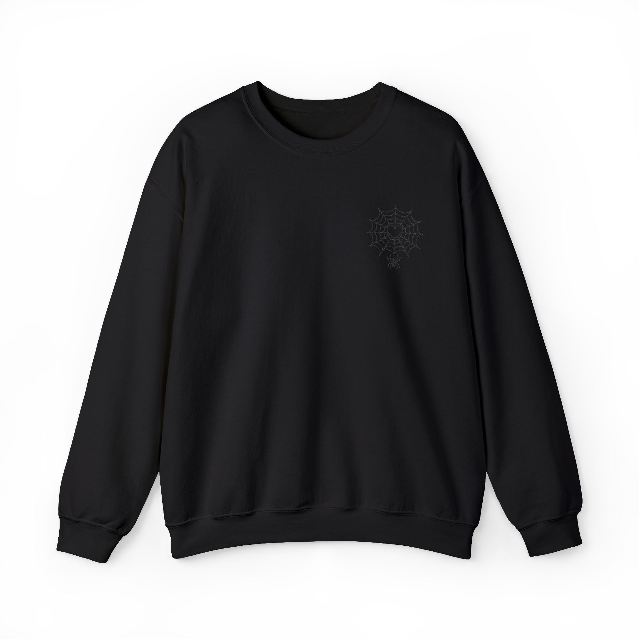 🕷️ Spider Web Minimalist Embroidered Sweatshirt – Subtle, Soft, and Spooky. Cozy Winter Sweatshirt, Unisex Crewneck Sweatshirt, Casual Comfortable Top, Gift for Him/Her, Perfect for Holidays