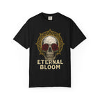 Eternal Bloom Tee – Death is Not the End. Unisex T-Shirt, Graphic Tee for Nature Lovers, Skull Design, Perfect for Festivals, Unique Gift Idea, Comfortable Casual Wear