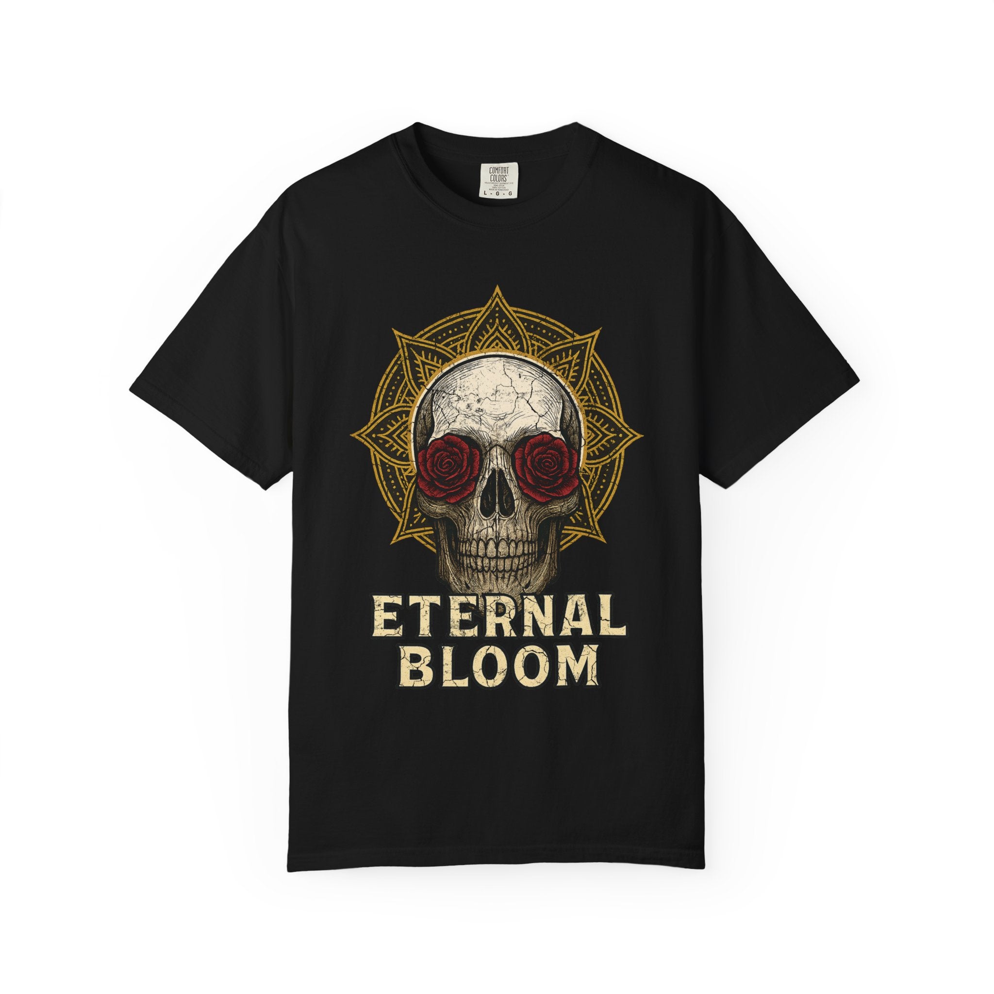 Eternal Bloom Tee – Death is Not the End. Unisex T-Shirt, Graphic Tee for Nature Lovers, Skull Design, Perfect for Festivals, Unique Gift Idea, Comfortable Casual Wear