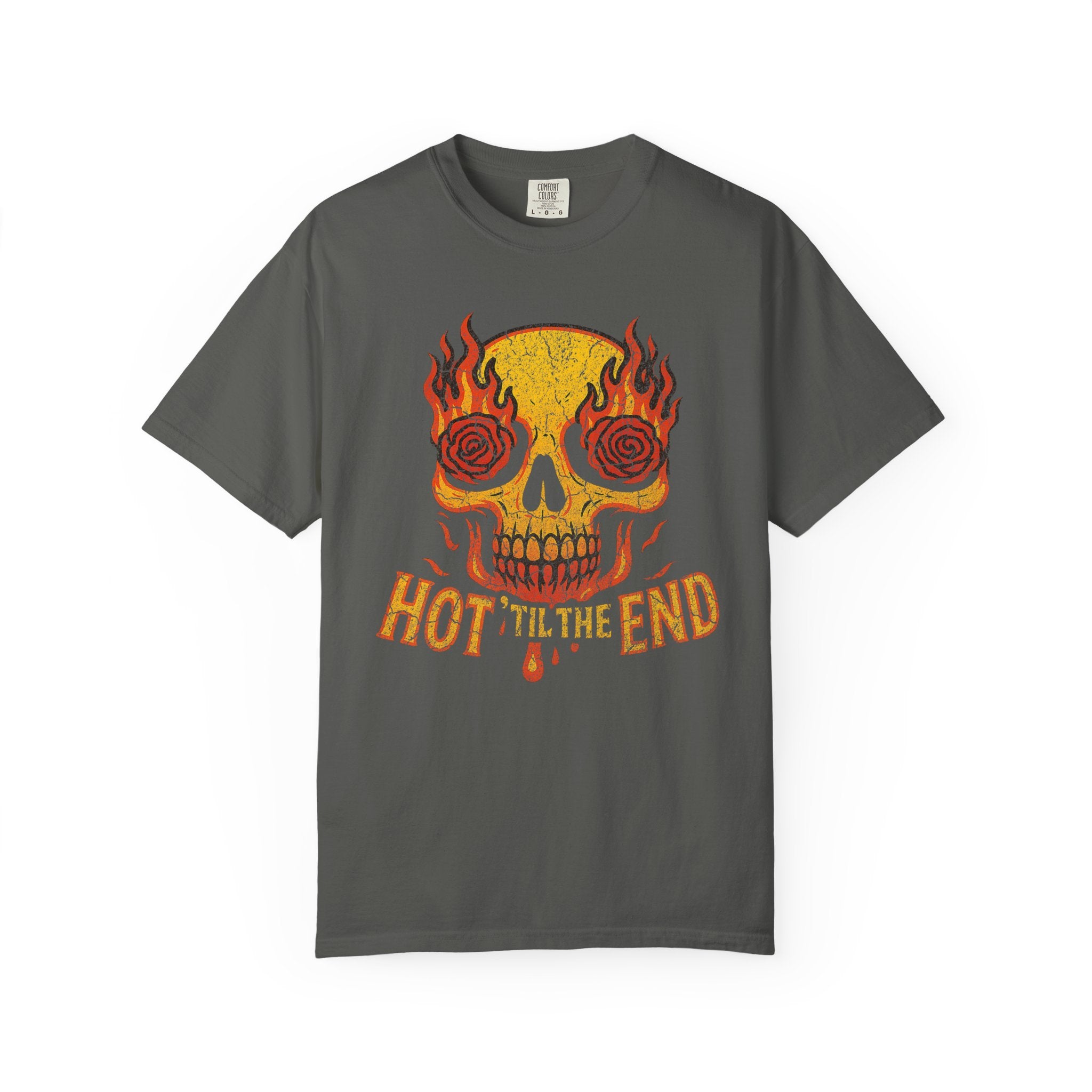 Hot ’Til The End Tee – Spice Never Dies. Trendy Unisex Tee, Gift for Halloween, Festival Wear, Edgy Casual Style