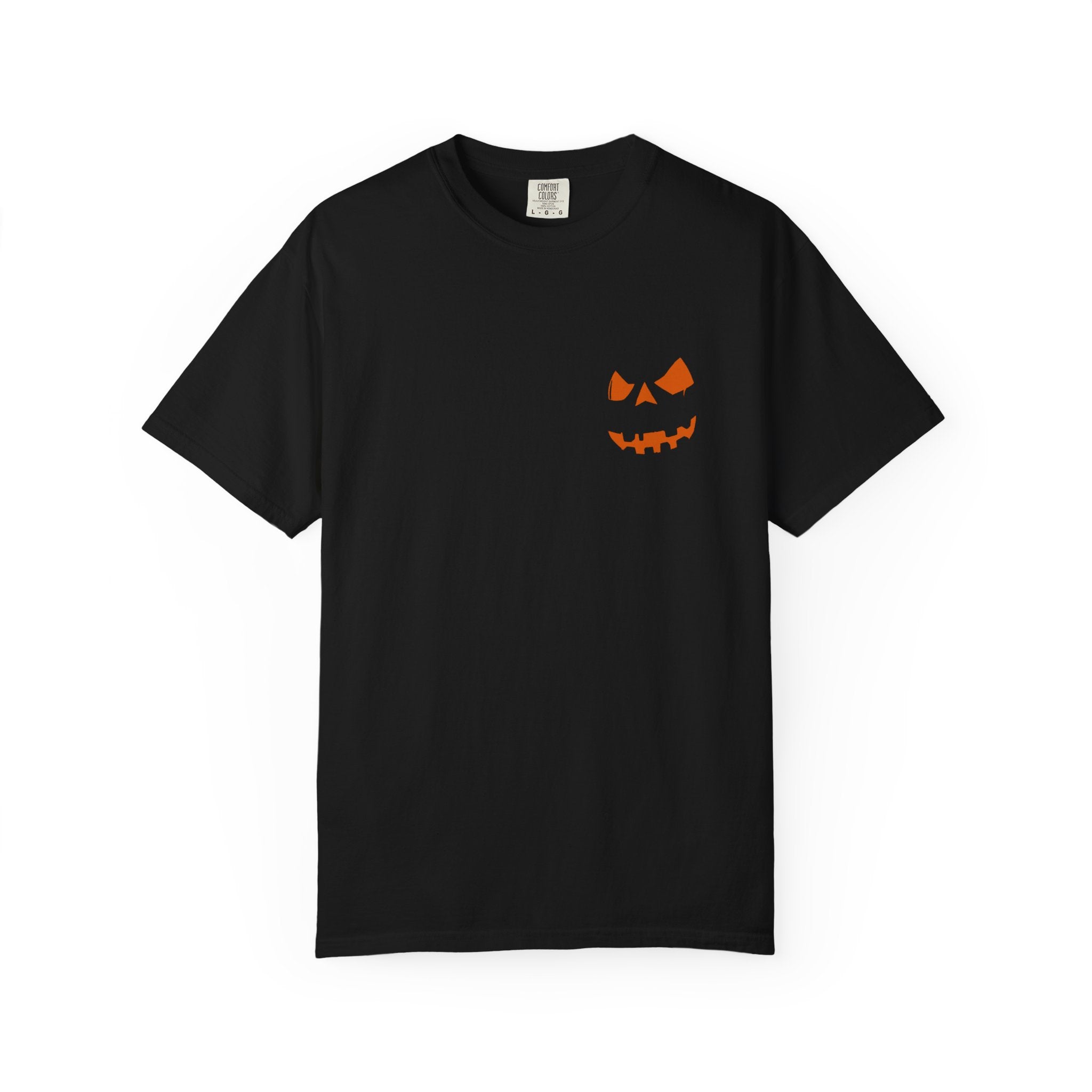 🎃 Spooky Vibes Only Pocket Print Tee - Classic Creep Mode Activated. Unisex Garment-Dyed Halloween T-Shirt, Spooky Vibes Only Tee, Pumpkin Graphic Tee, Fall Festival Shirt, Halloween Party Outfit