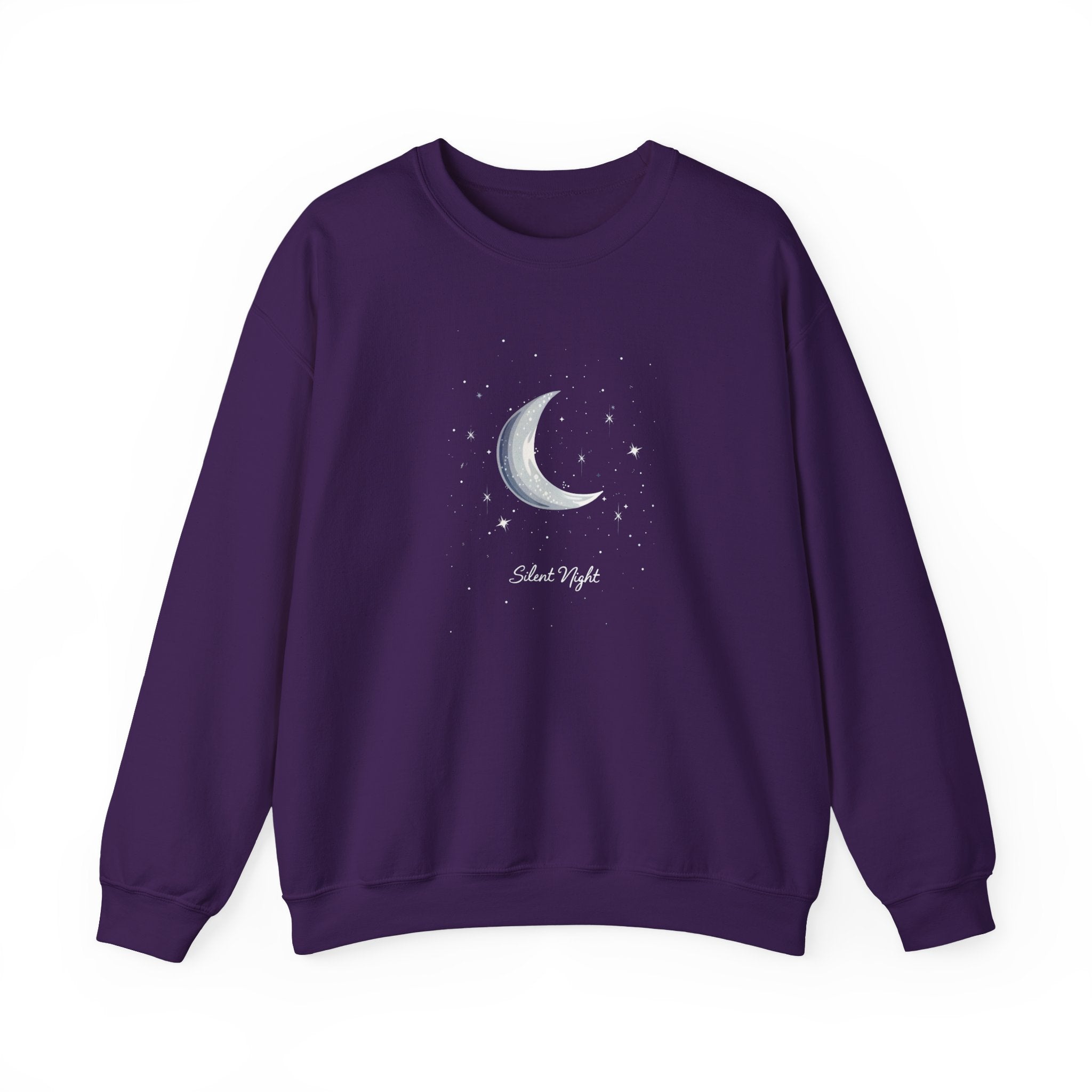 Silent Night Christmas Sweatshirt, Moon Christmas Crewneck, Winter Woman Sweater, Astronomy Lover Gift, Girly Holiday Sweatshirt for Woman