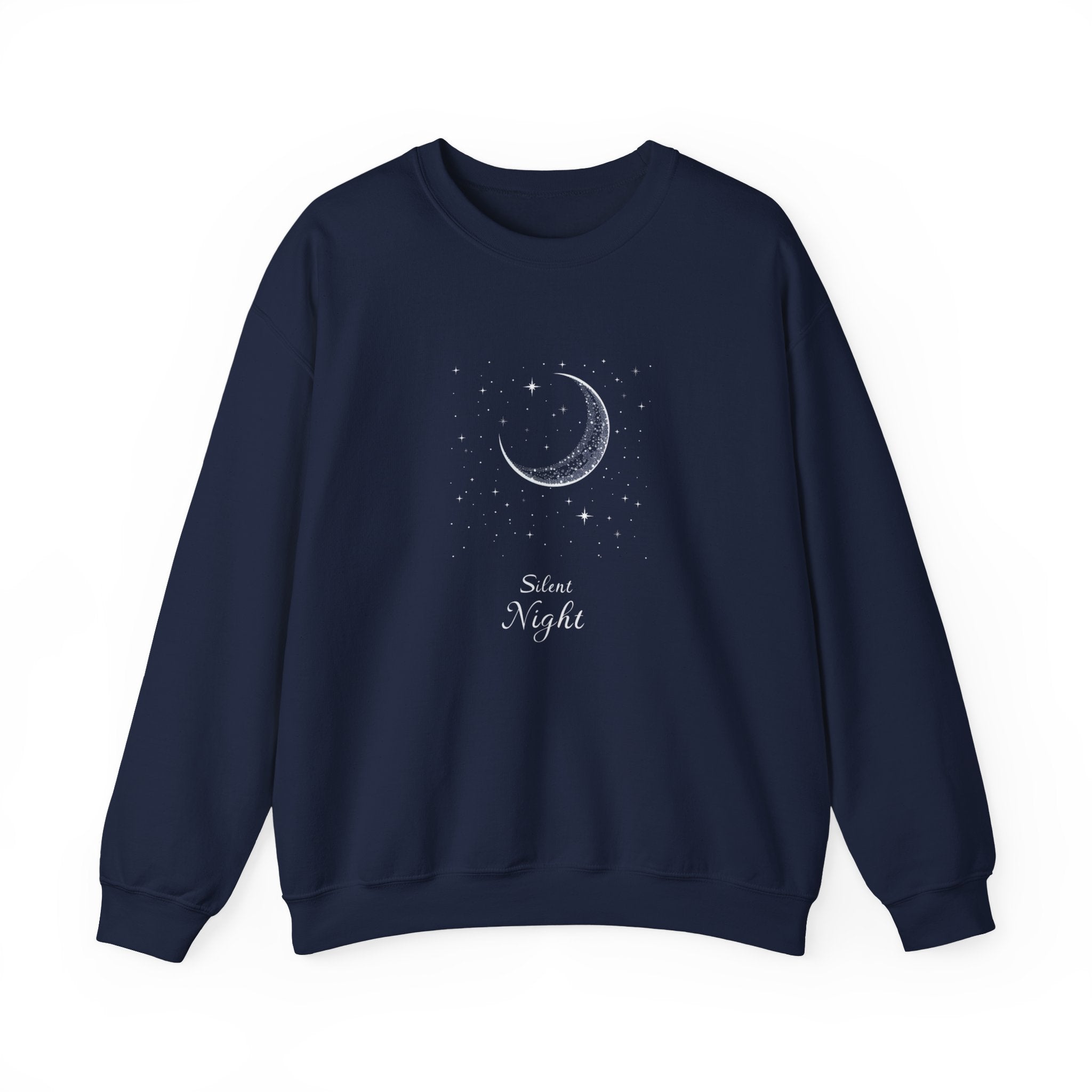 Silent Night Christmas Sweatshirt, Moon Christmas Crewneck, Winter Woman Sweater, Christmas Shirt for Women, Girly Holiday Sweatshirt