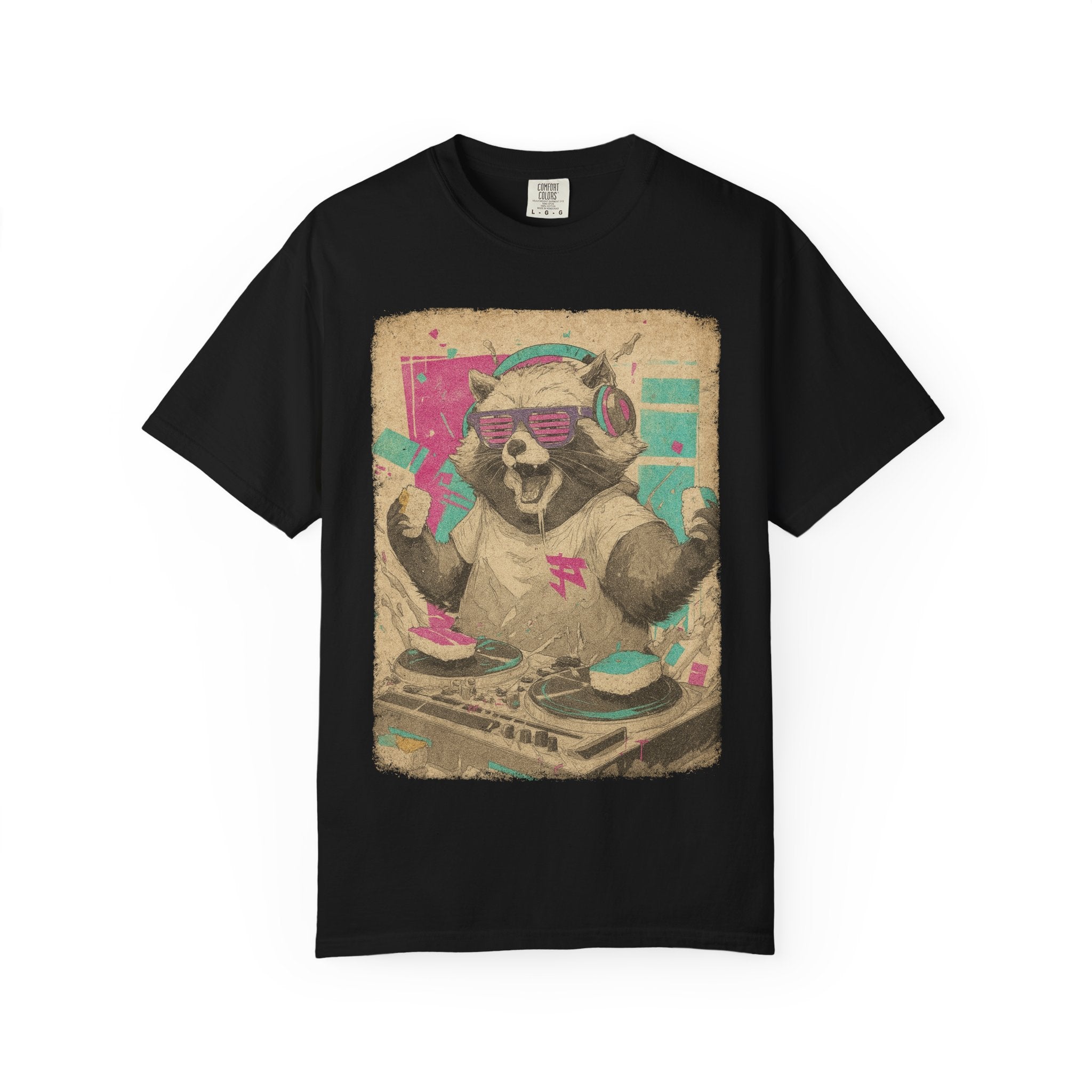 Raccoon Rollout Tee – Chaos on the Decks, Unisex Garment-Dyed Tee, Music Lover Gift, Animal Lover Apparel, Retro Vibe Shirt, Festival Wear