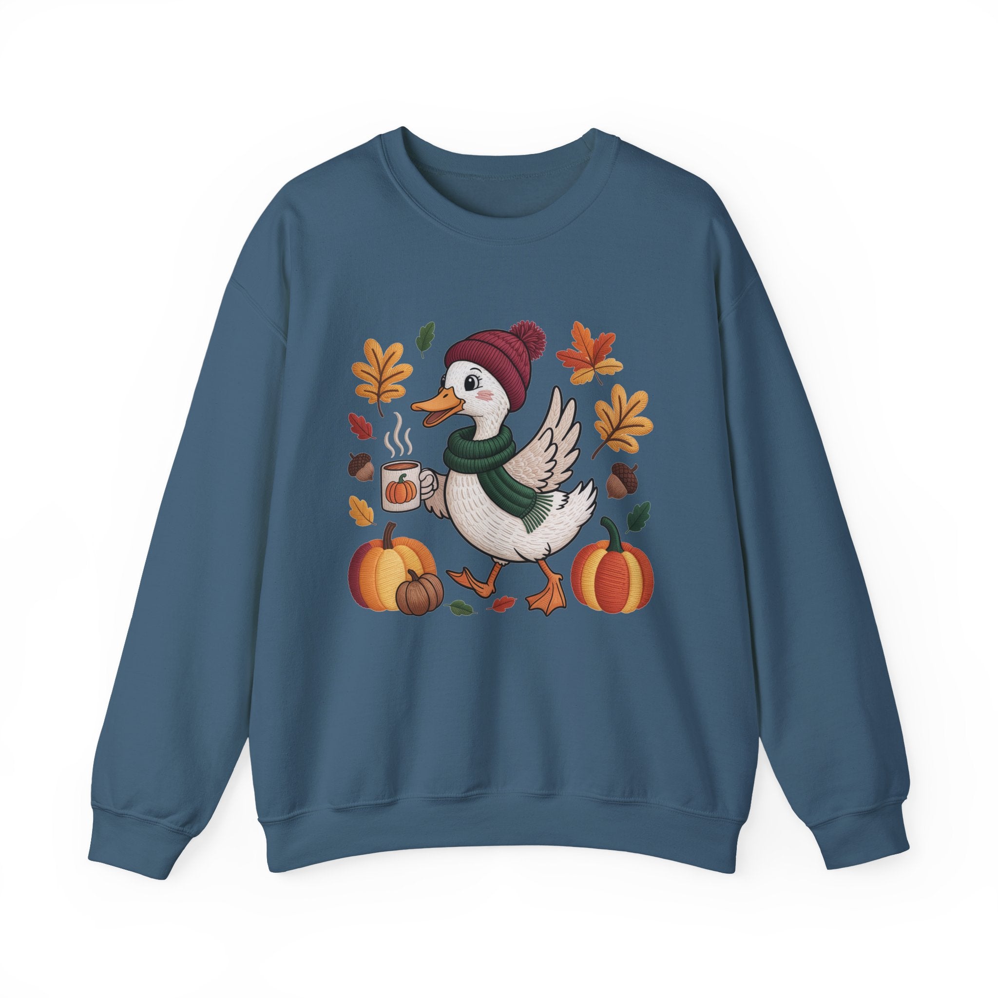 Fall Duck Sweatshirt, Cozy Autumn Pumpkin Sweatshirt, Vintage Fall Crewneck, Cute Animal Lover Gift, Thanksgiving Pullover, Cozy Season Sweatshirt