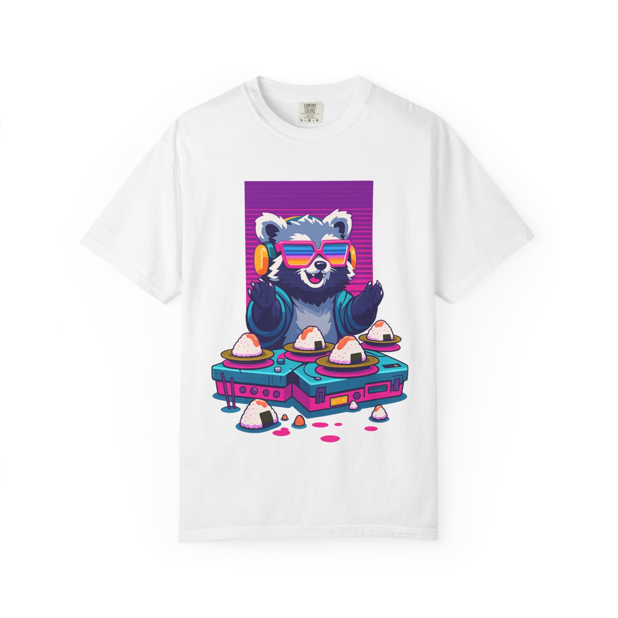 Sushi Drop Tee – Neon Beats & Rice Balls Unisex