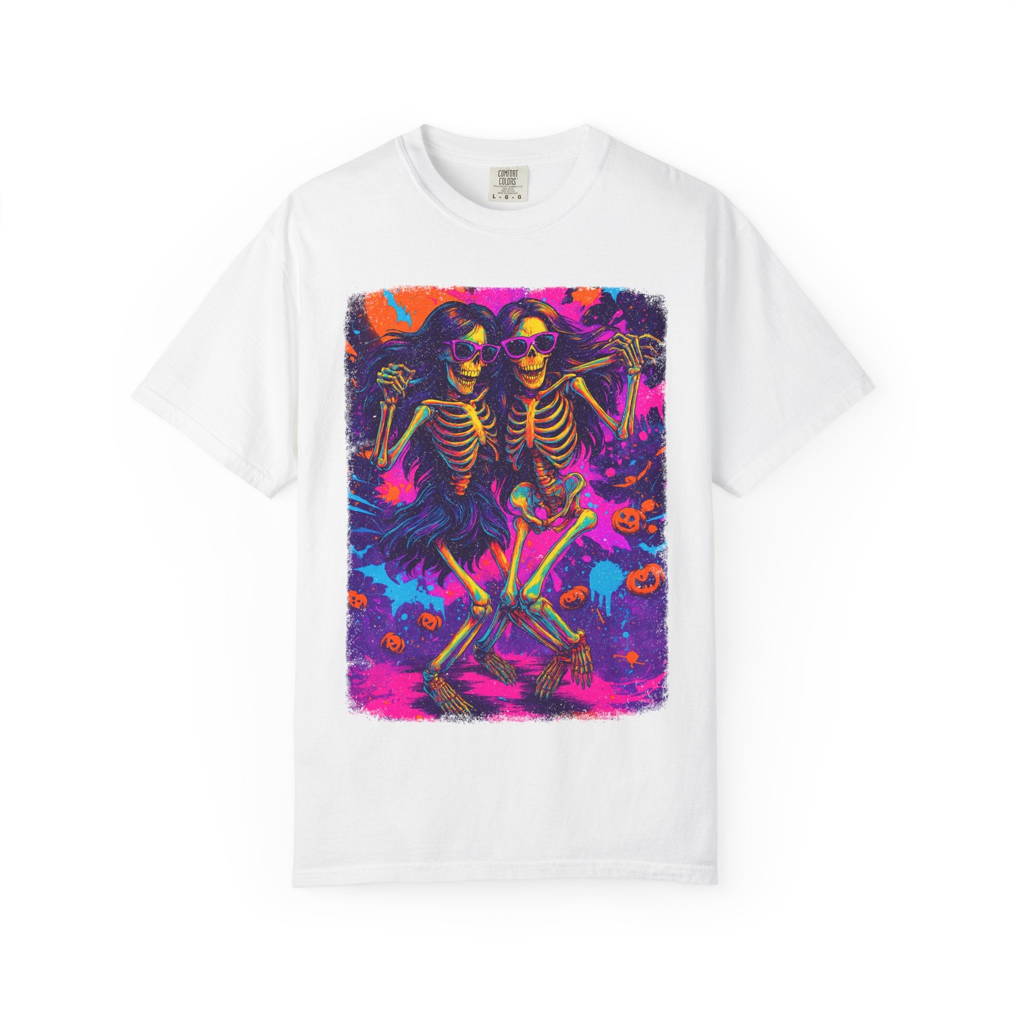 Boo Babes Tee – Besties Beyond the Grave. Vibrant Skeleton Dance T-Shirt, Halloween Fun Shirt, Unisex Graphic Tee, Festival Outfit, Spooky Season Apparel
