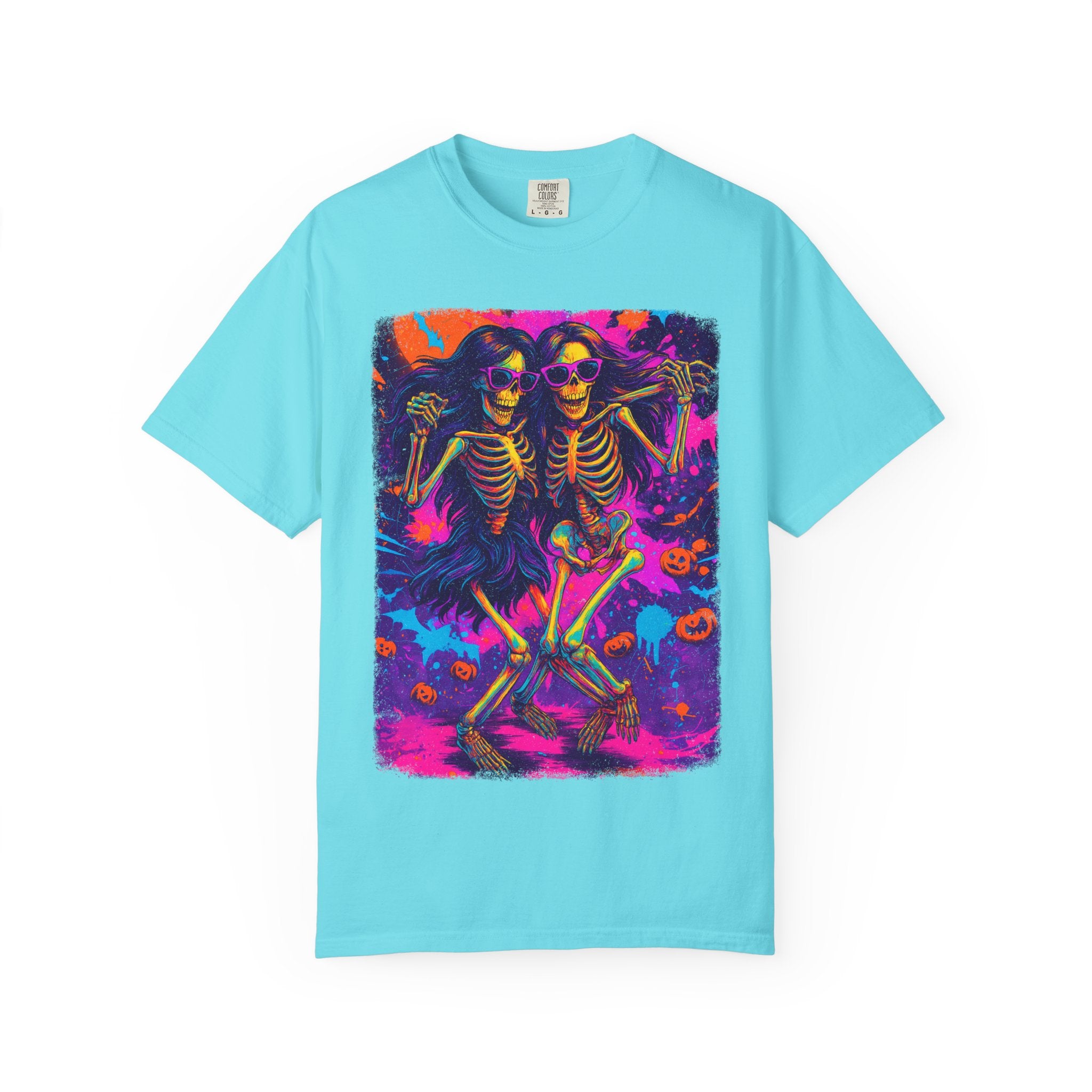 Boo Babes Tee – Besties Beyond the Grave. Vibrant Skeleton Dance T-Shirt, Halloween Fun Shirt, Unisex Graphic Tee, Festival Outfit, Spooky Season Apparel