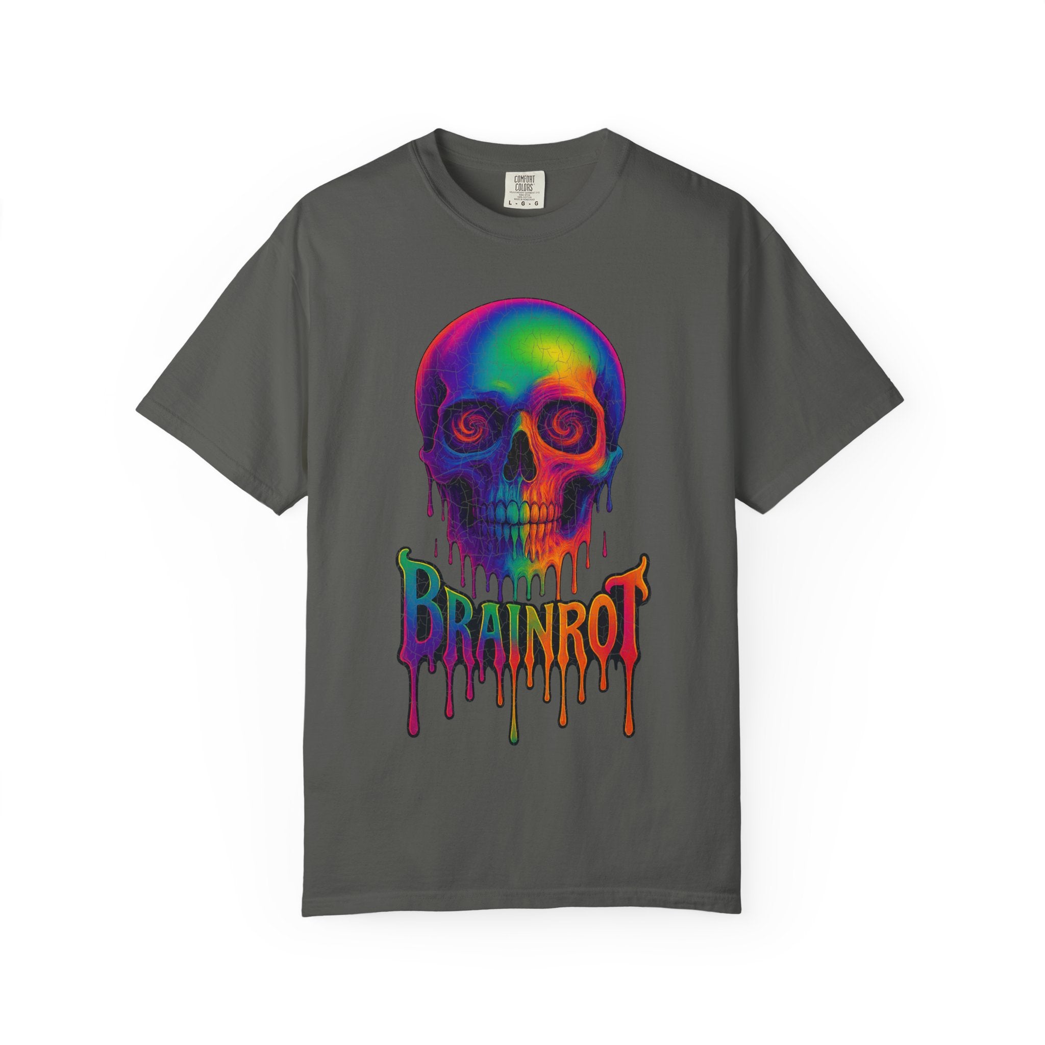 Brainrot Tee – Melting Minds Since Forever. Vibrant Skull Graphic Tee - Unisex Tie-Dye T-Shirt, Festival Wear, Music Concert Outfit, Edgy Streetwear, Halloween Shirt