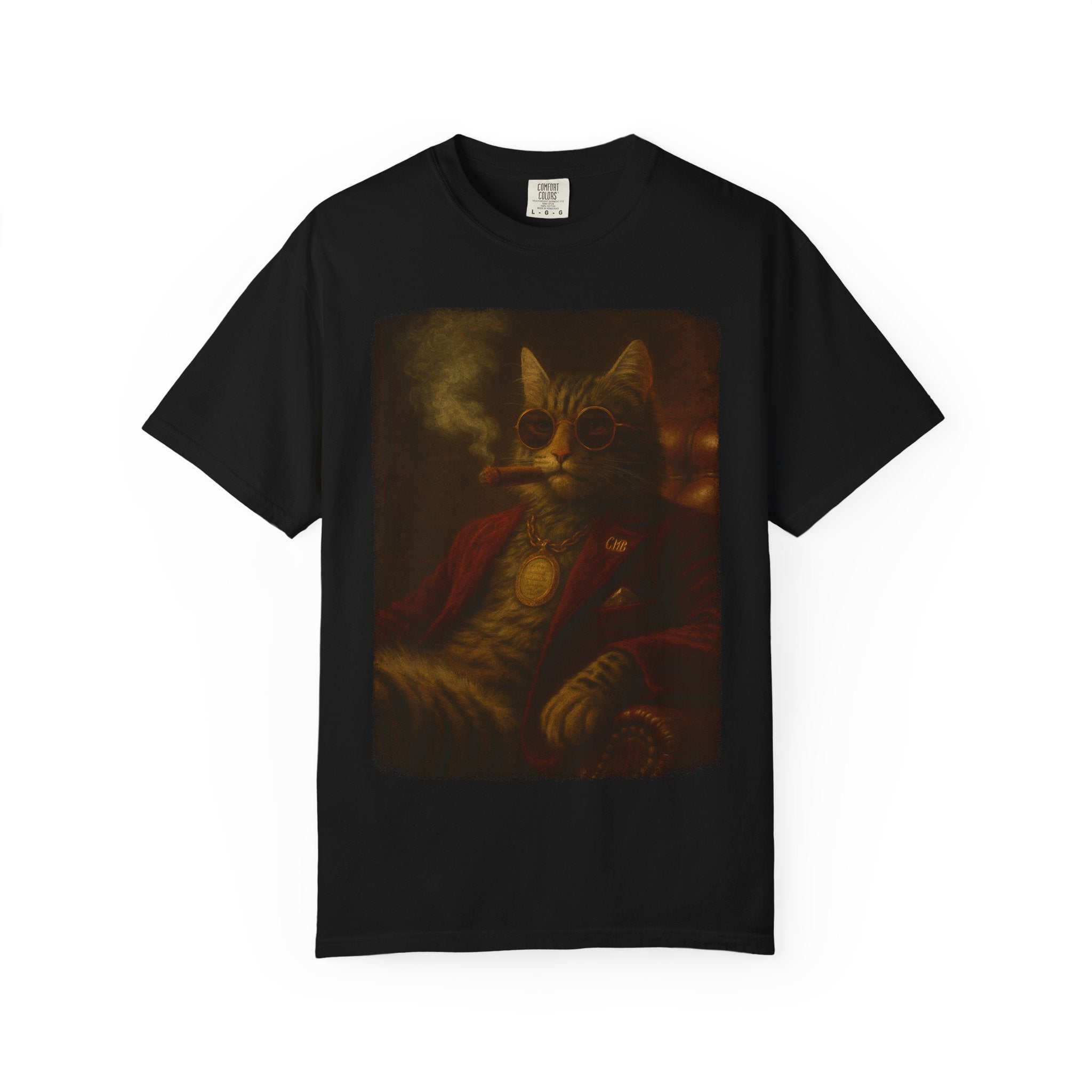 The Chairman Tee – Class, Cigar, Catitude. Artistic Cat Graphic Tee, Vintage Style Unisex T-Shirt, Gift for Cat Lovers, Cozy Casual Wear, Unique Art Design