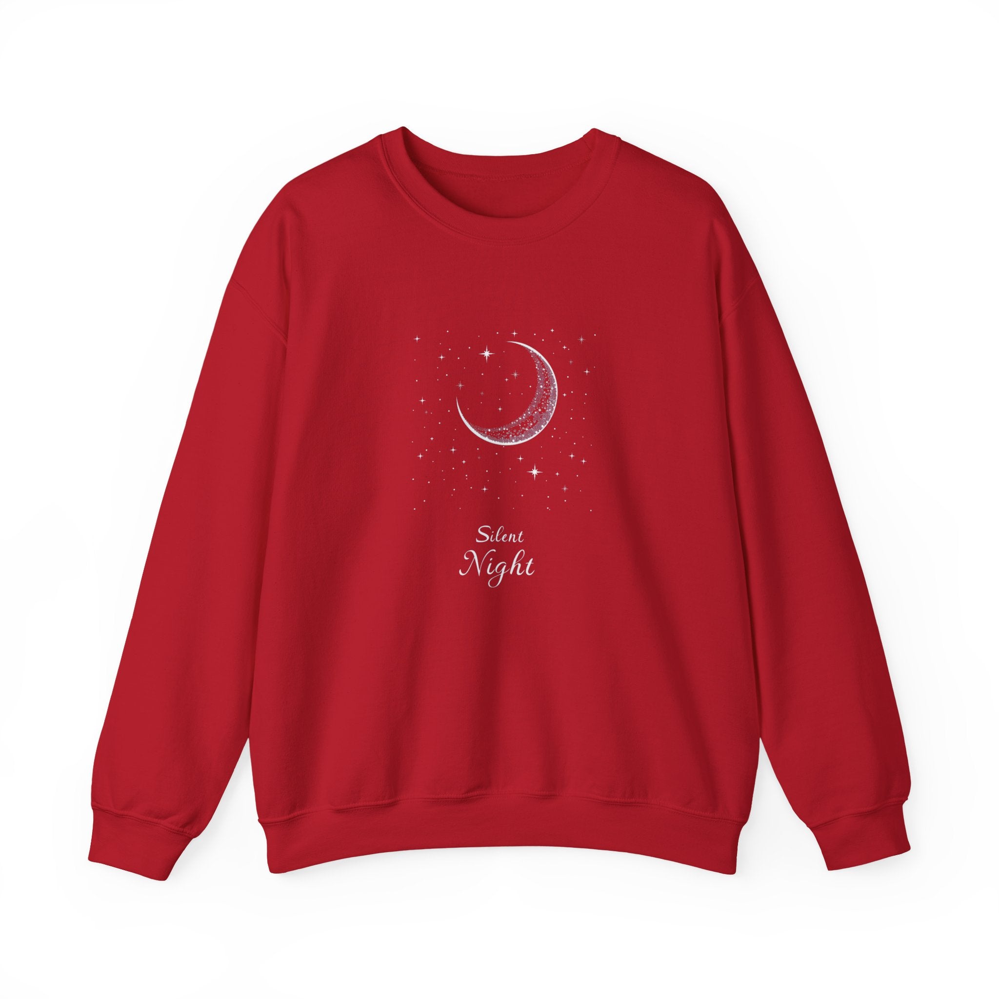 Silent Night Christmas Sweatshirt, Moon Christmas Crewneck, Winter Woman Sweater, Christmas Shirt for Women, Girly Holiday Sweatshirt