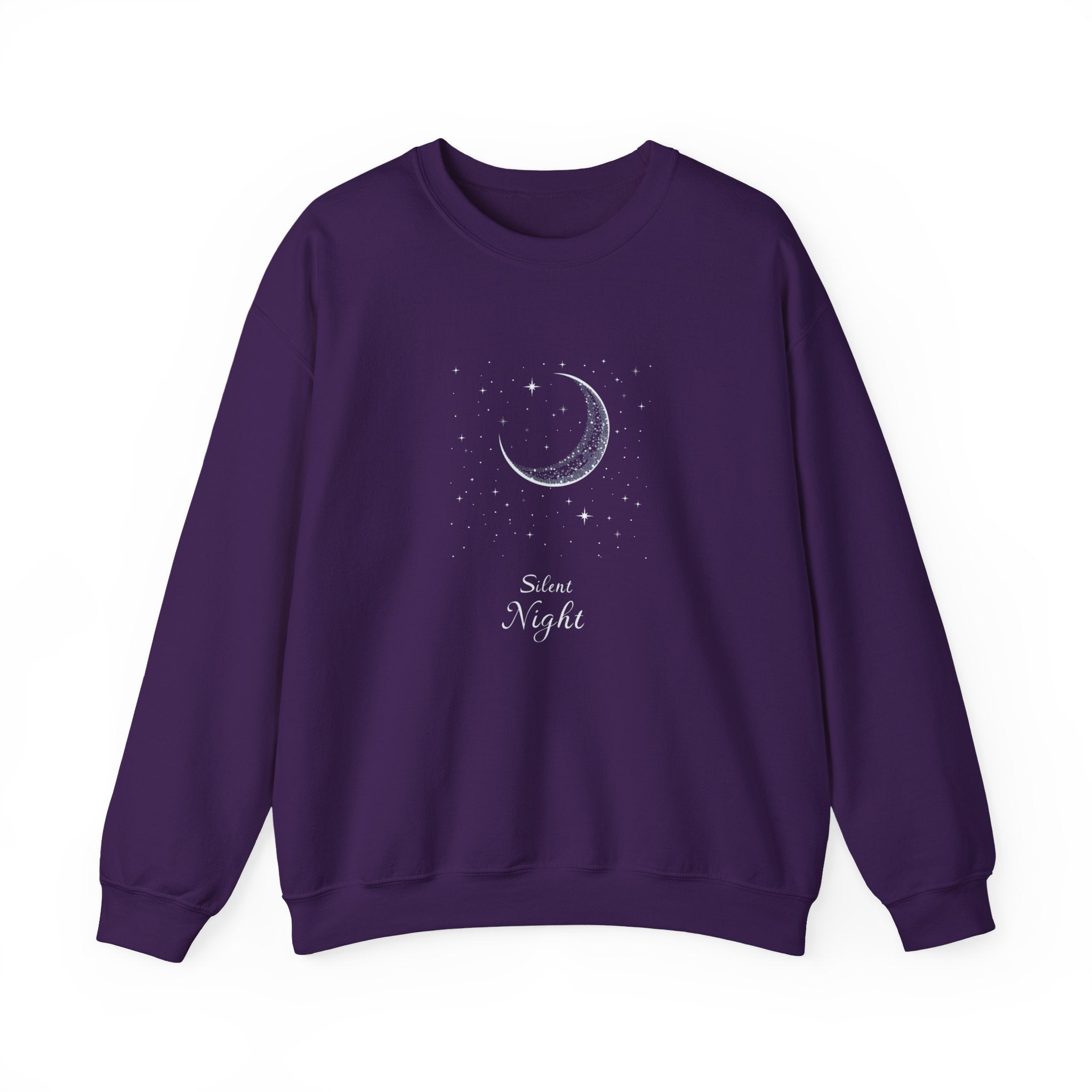 Silent Night Christmas Sweatshirt, Moon Christmas Crewneck, Winter Woman Sweater, Christmas Shirt for Women, Girly Holiday Sweatshirt