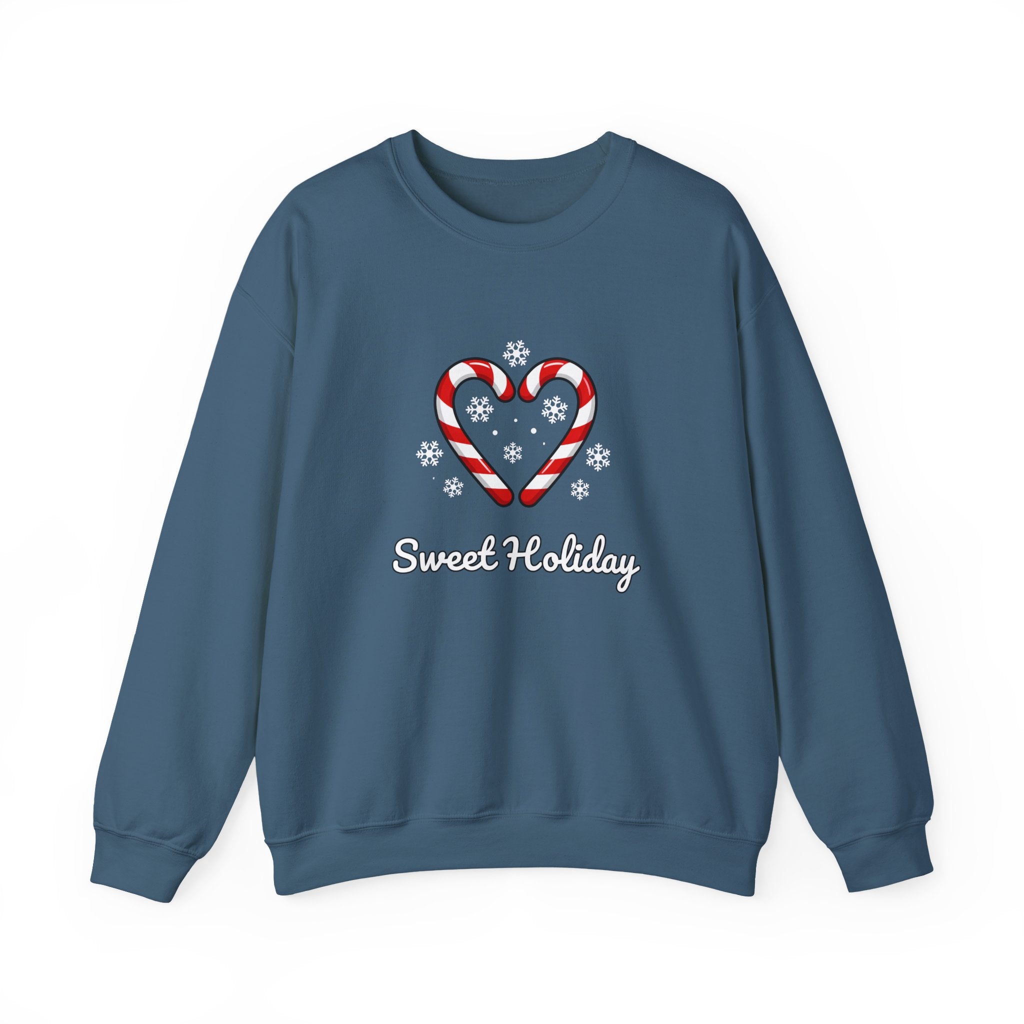 Sweet Holiday Sweatshirt, Candy Cane Heart Christmas Sweater, Snowflake Winter Sweater, Cute Xmas Crewneck for Women, Christmas Sweatshirt for Women