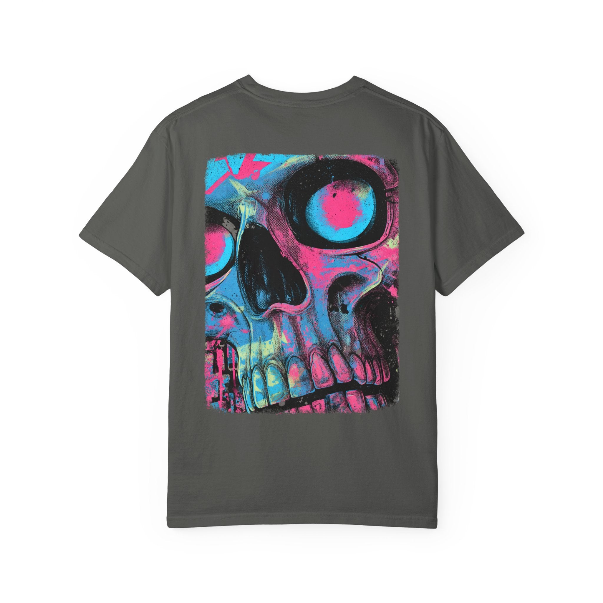 Dead Drip Tee – Street Grit Meets Neon Glow. Vibrant Graphic T-Shirt with Skull Design, Trendy Unisex Tee, Streetwear Style, Casual Outfit, Perfect for Festivals