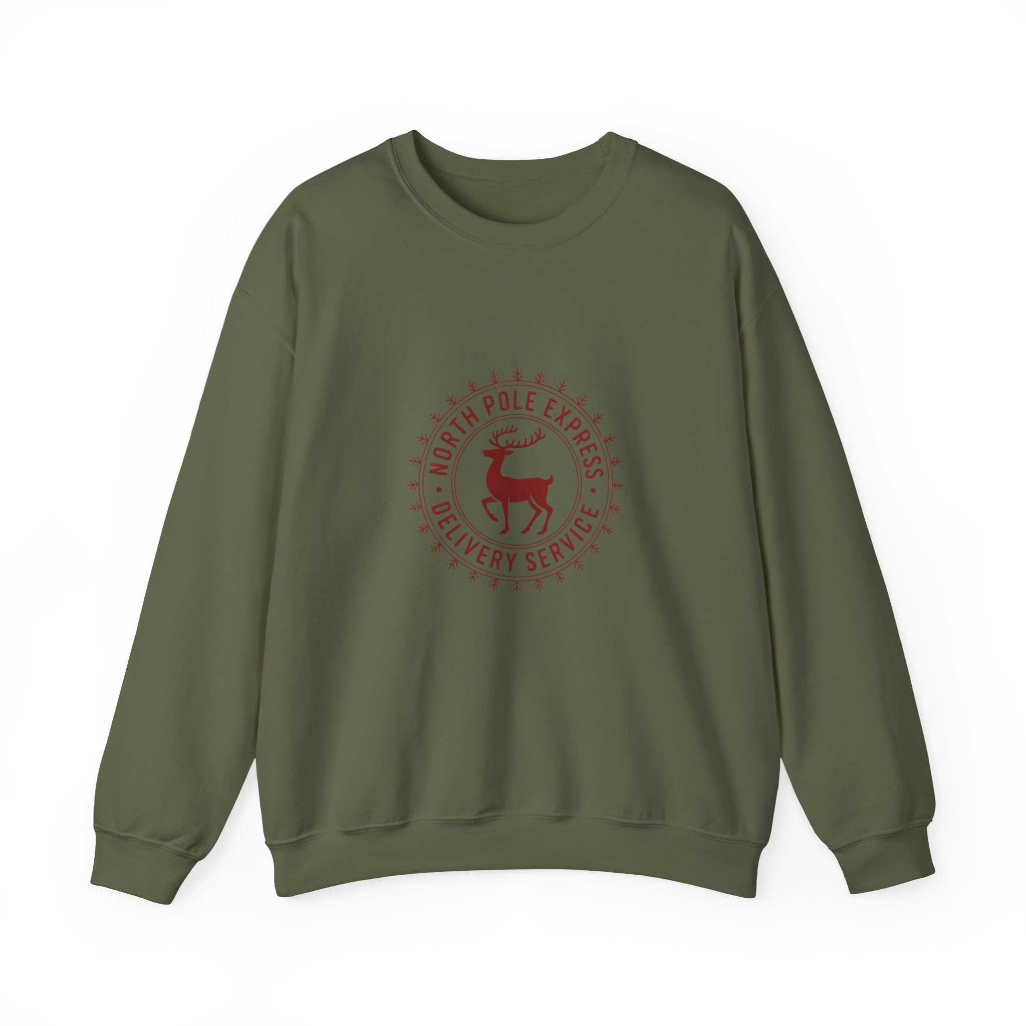 North Pole Express Sweatshirt, Deer Christmas Crewneck, Delivery Service Christmas Sweater, Woman Christmas Sweater, Holiday Girly Shirt, Christmas Sweatshirt for Women