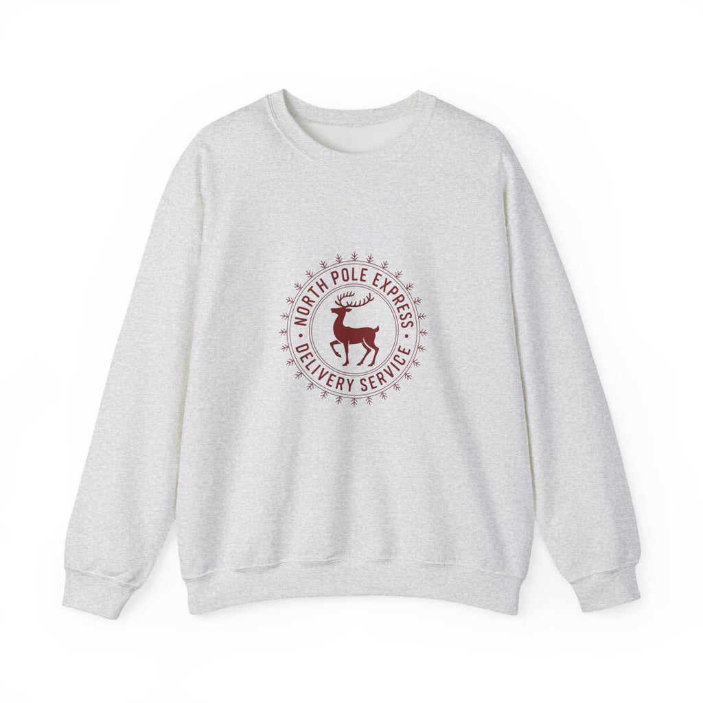 North Pole Express Sweatshirt, Deer Christmas Crewneck, Delivery Service Christmas Sweater, Woman Christmas Sweater, Holiday Girly Shirt, Christmas Sweatshirt for Women
