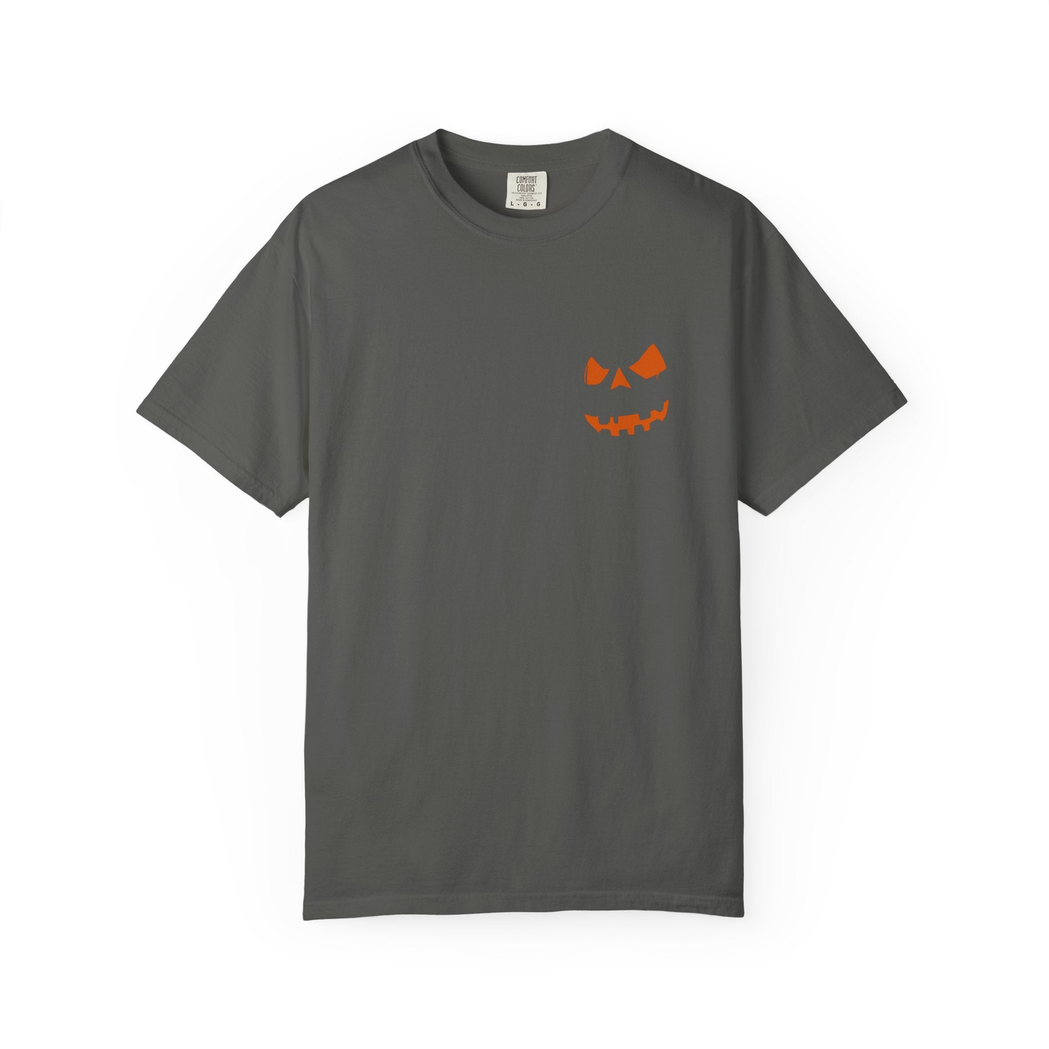 🎃 Spooky Vibes Only Pocket Print Tee - Classic Creep Mode Activated. Unisex Garment-Dyed Halloween T-Shirt, Spooky Vibes Only Tee, Pumpkin Graphic Tee, Fall Festival Shirt, Halloween Party Outfit