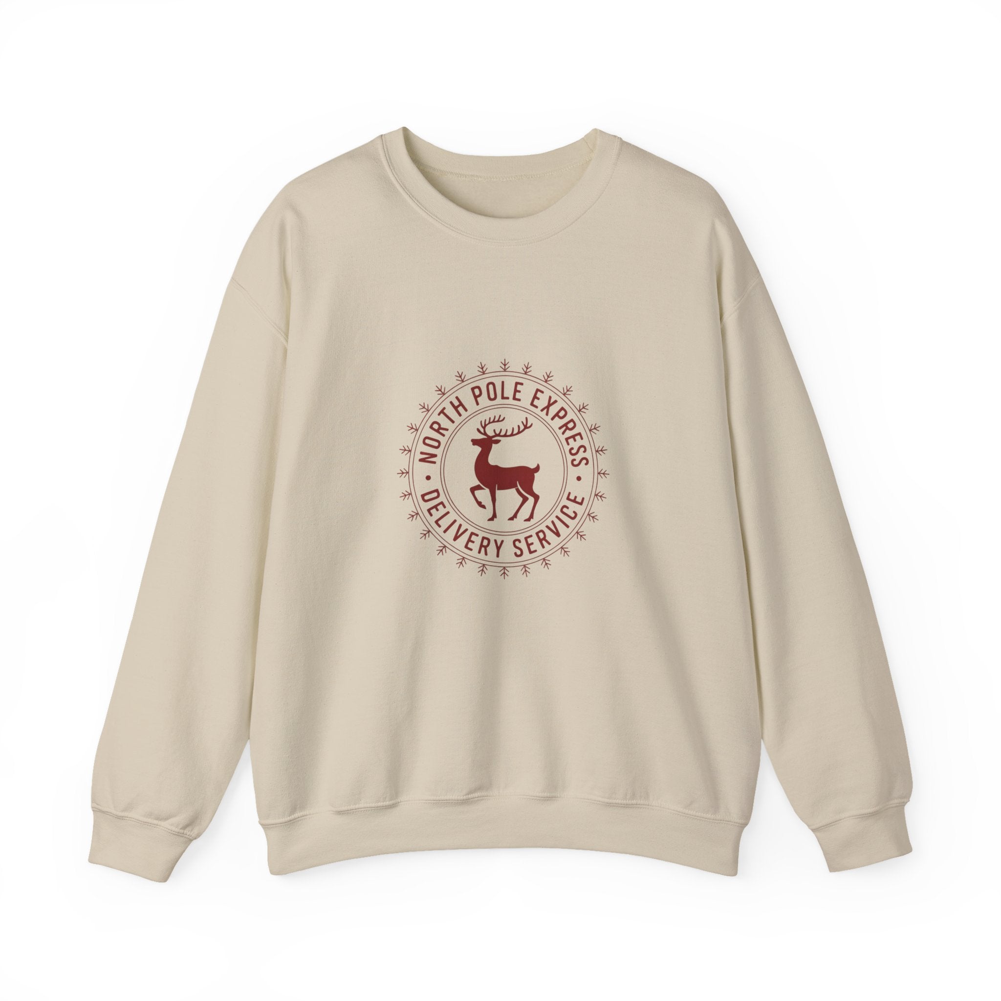 North Pole Express Sweatshirt, Deer Christmas Crewneck, Delivery Service Christmas Sweater, Woman Christmas Sweater, Holiday Girly Shirt, Christmas Sweatshirt for Women