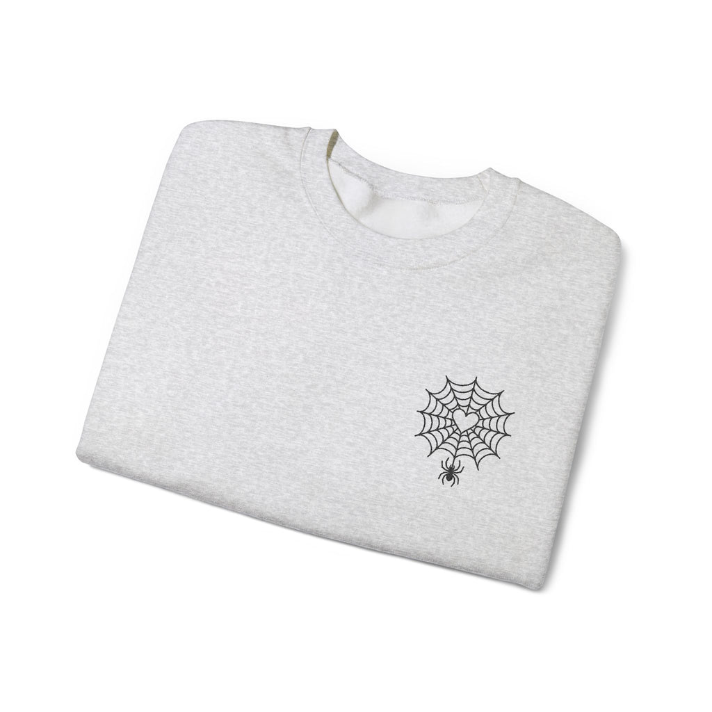 🕷️ Spider Web Minimalist Embroidered Sweatshirt – Subtle, Soft, and Spooky. Cozy Winter Sweatshirt, Unisex Crewneck Sweatshirt, Casual Comfortable Top, Gift for Him/Her, Perfect for Holidays