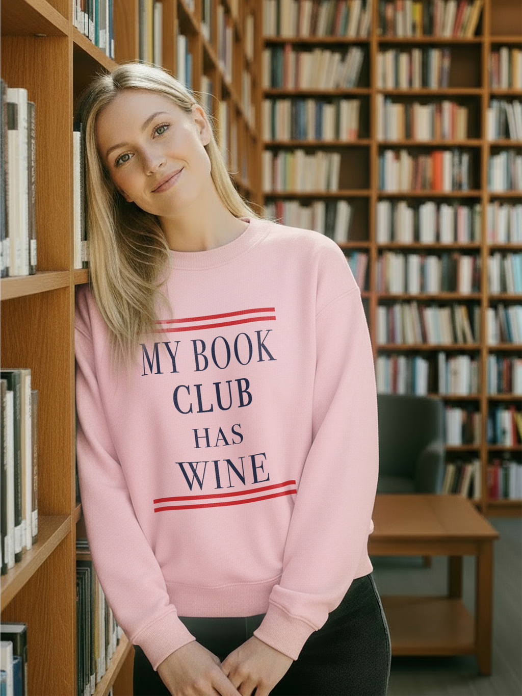 My Book Club Has Wine Sweatshirt, Funny Book Lover Sweatshirt, Cozy Reading Crewneck, Book Club Gift, Wine Lover Sweatshirt, Librarian Bookish Apparel