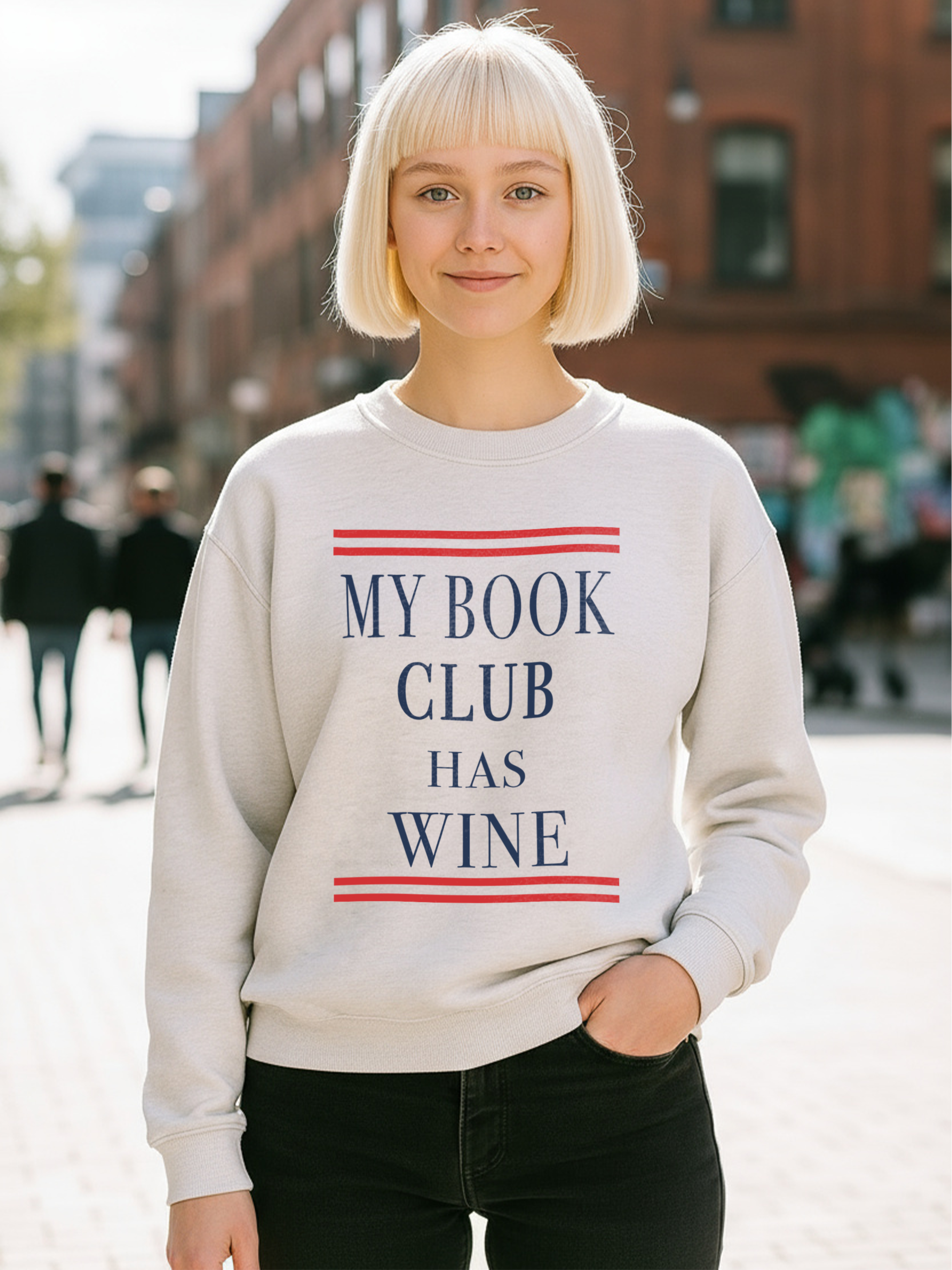 My Book Club Has Wine Sweatshirt, Funny Book Lover Sweatshirt, Cozy Reading Crewneck, Book Club Gift, Wine Lover Sweatshirt, Librarian Bookish Apparel