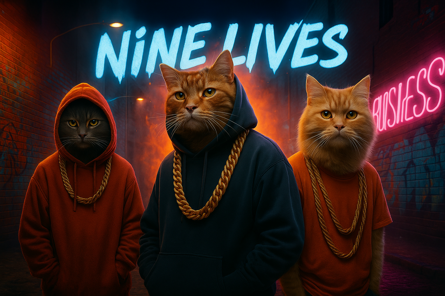 Nine Lives — Bold streetwear inspired by the resilience of cats and the raw energy of graffiti culture. Oversized tees, gritty graphics, and untamed attitude for those who live loud and never play by the rules.