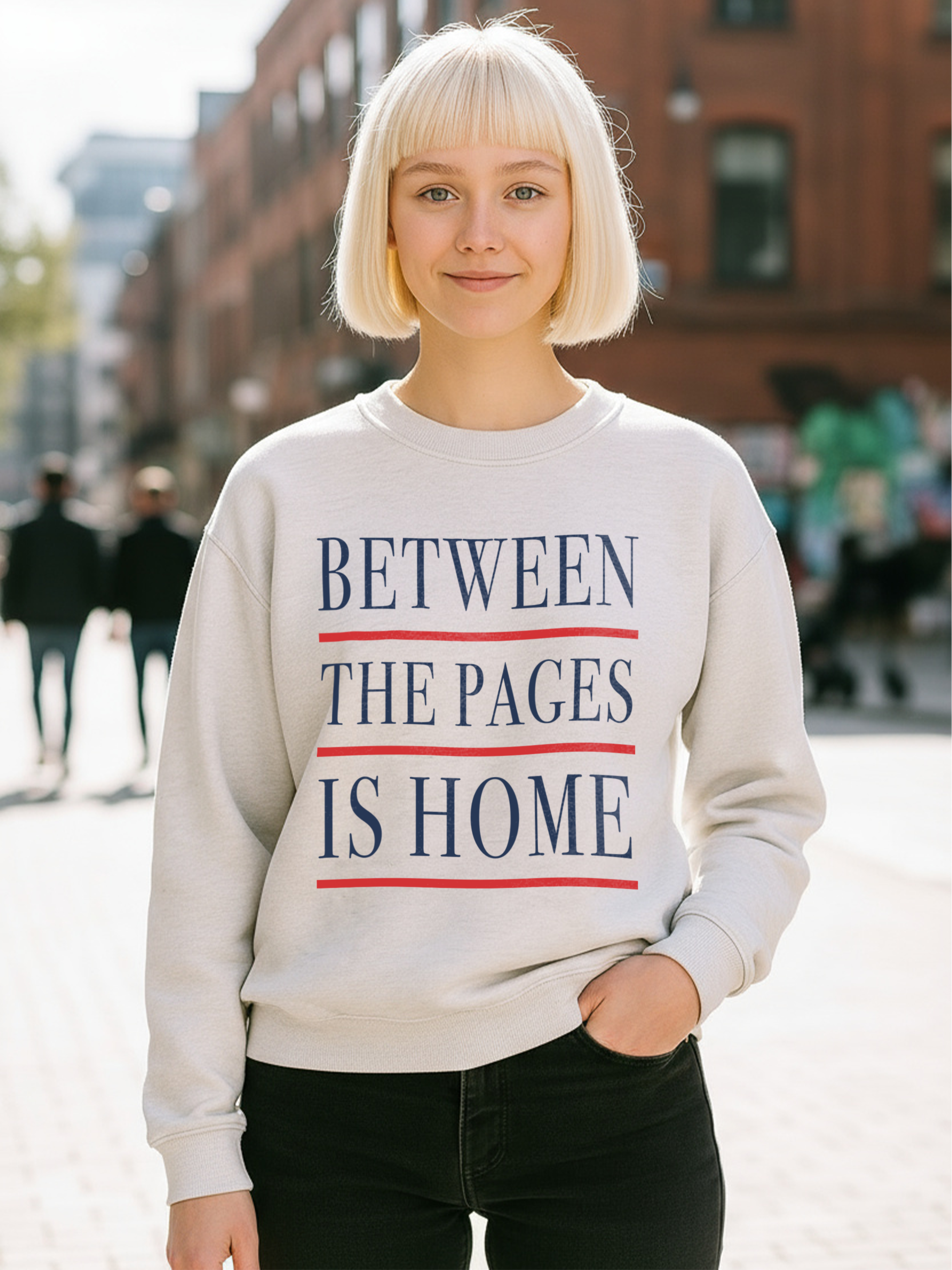 Between the Pages is Home Sweatshirt, Vintage Book Lover Sweatshirt, Reading Gift, Librarian Sweatshirt, Cozy Reader Gift, Bookworm Pullover, Bookish Crewneck